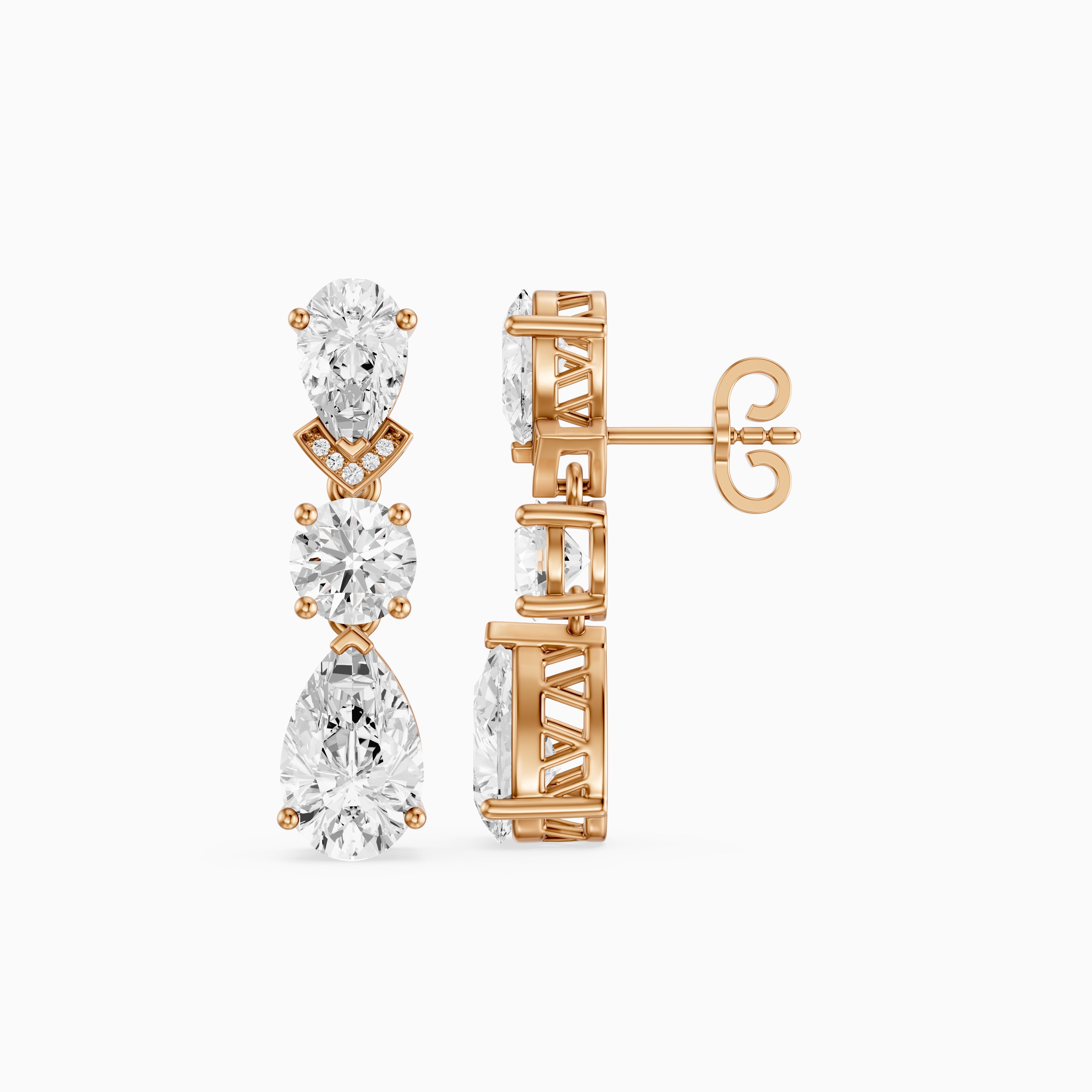 Jillian Pear and Round Lab Grown Diamond Drop Earrings
