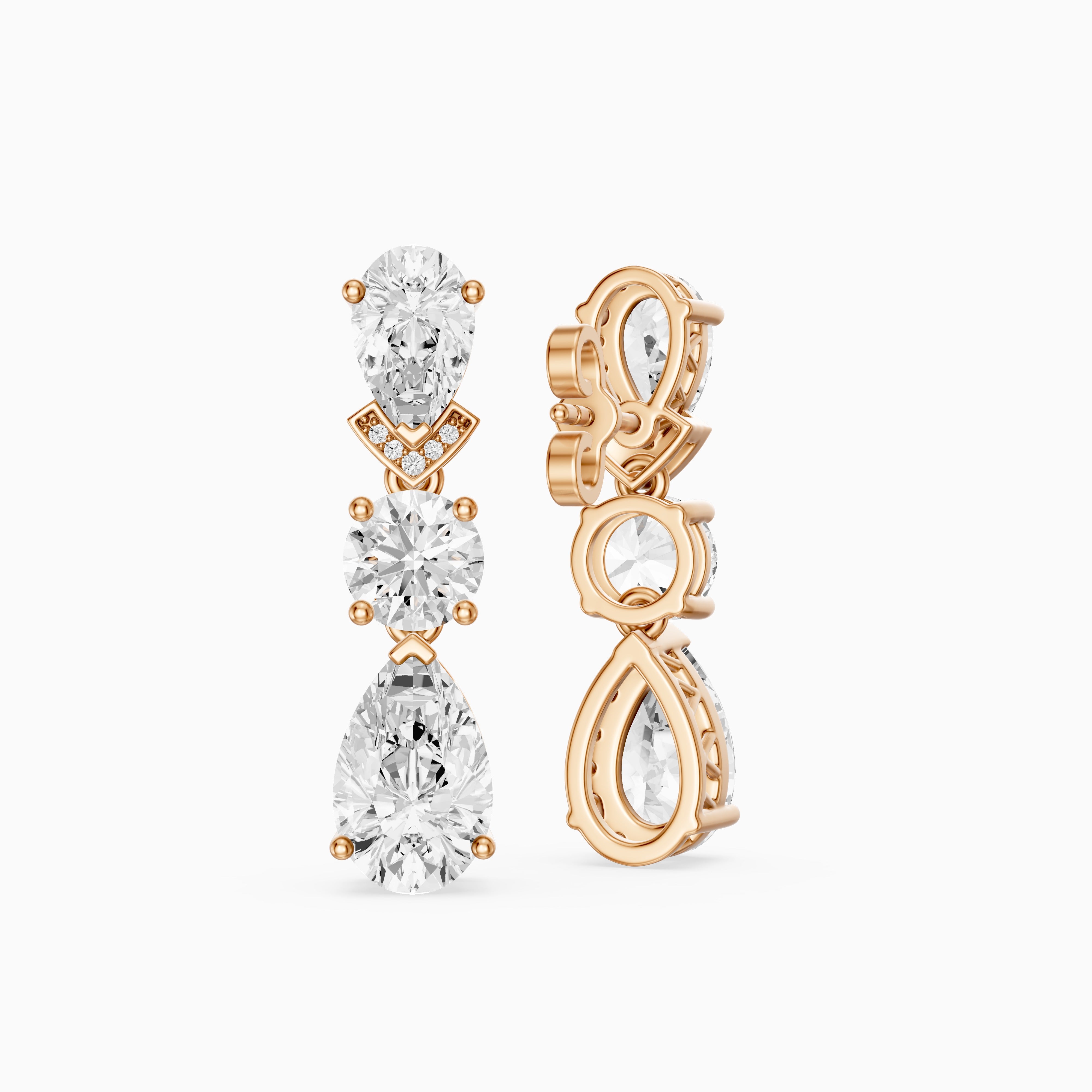 Jillian Pear and Round Lab Grown Diamond Drop Earrings