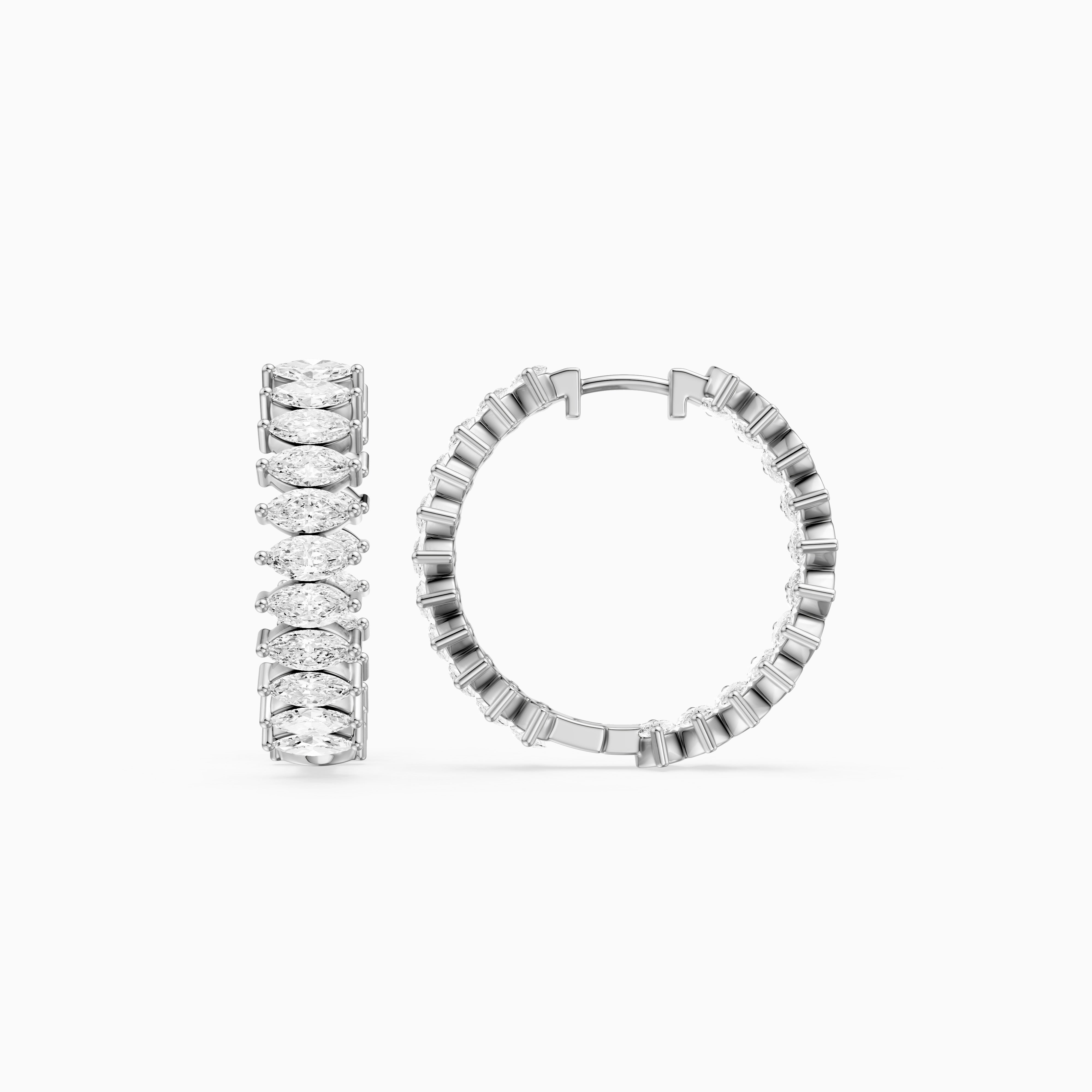 Silvia Marquise Lab Grown Diamond Eternity Inside-Out Hoop Earrings