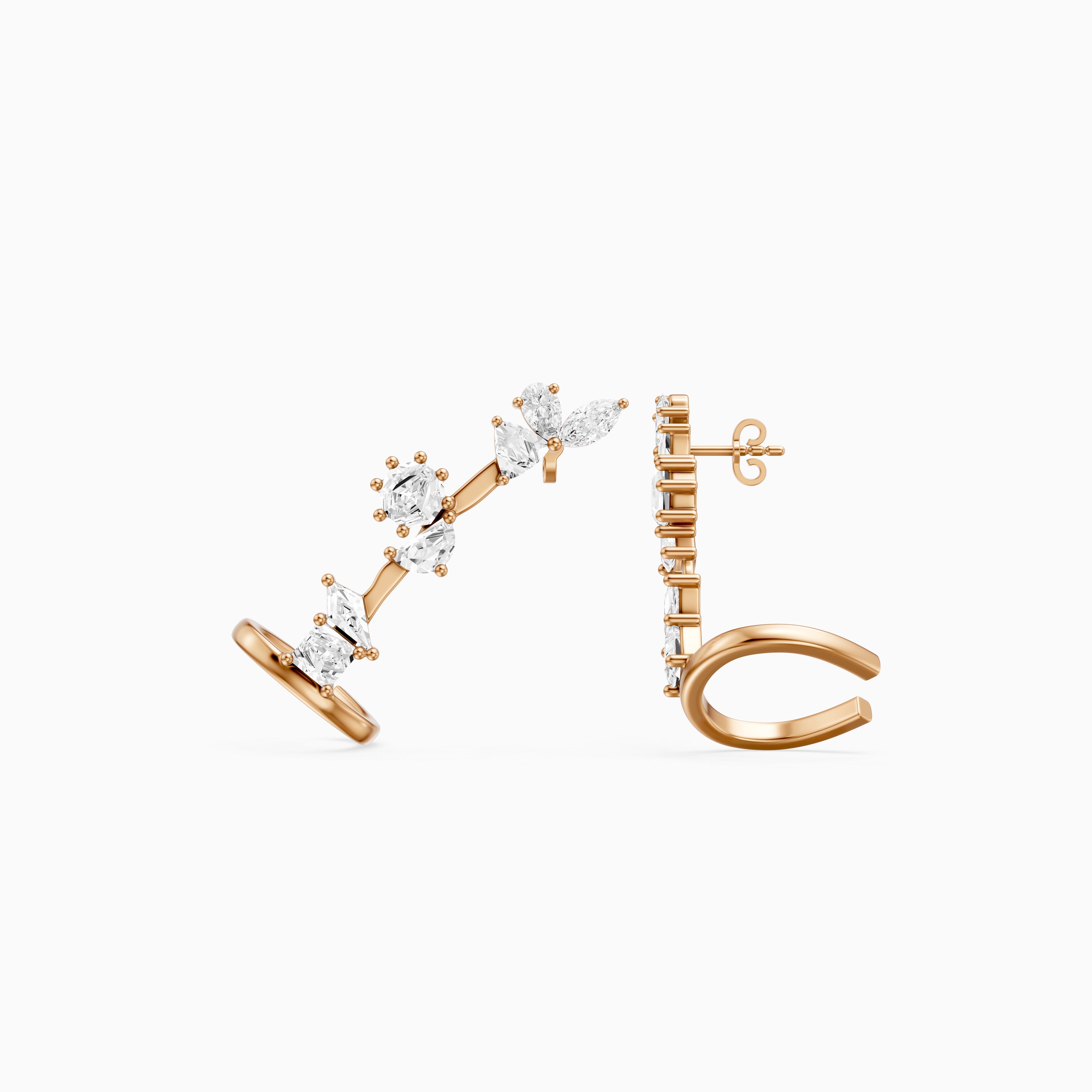 Sarai Multi Shape Lab Grown Diamond Ear Cuff Earrings