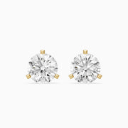 Beatriz Round Cut Lab Grown Diamond Three Prong Stud Earrings