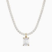 Madelyn Emerald Cut Lab Grown Diamond Drop Tennis Necklace