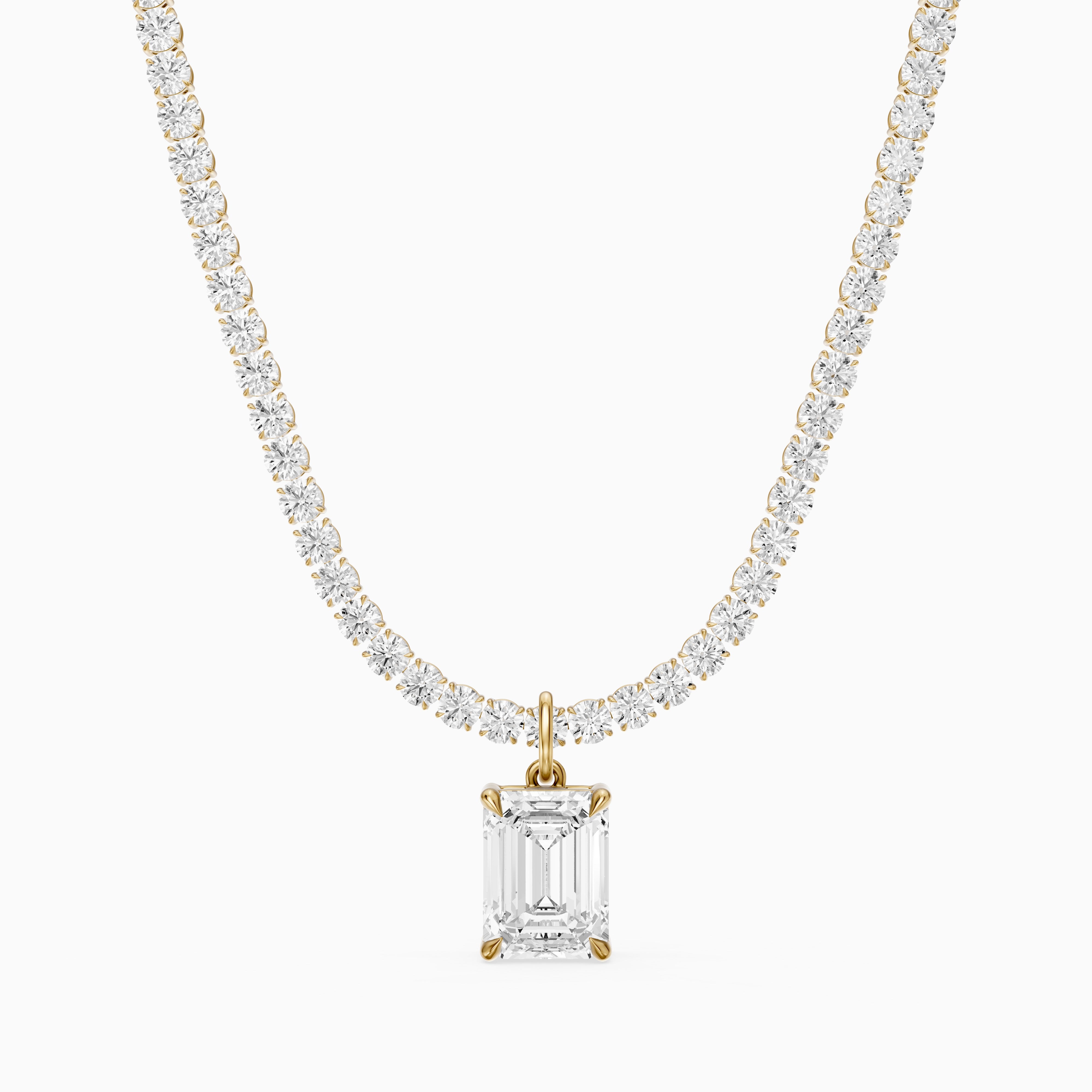 Madelyn Emerald Cut Lab Grown Diamond Drop Tennis Necklace