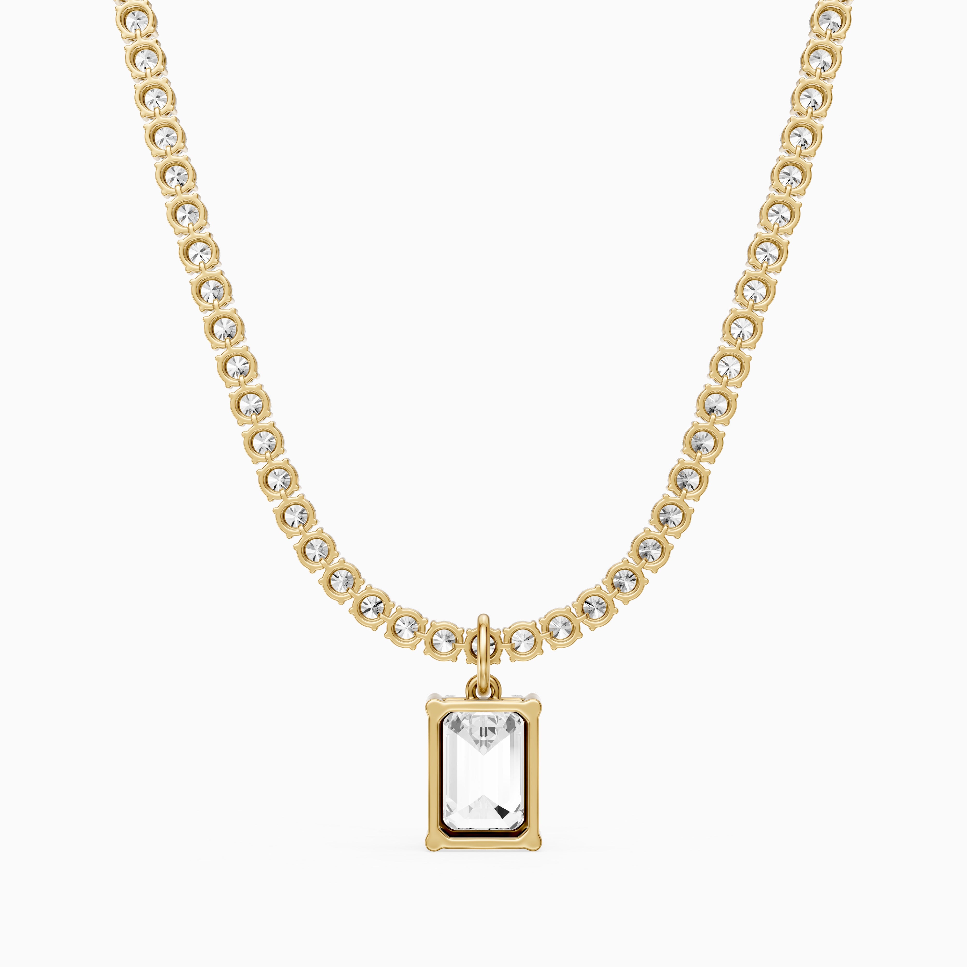 Madelyn Emerald Cut Lab Grown Diamond Drop Tennis Necklace