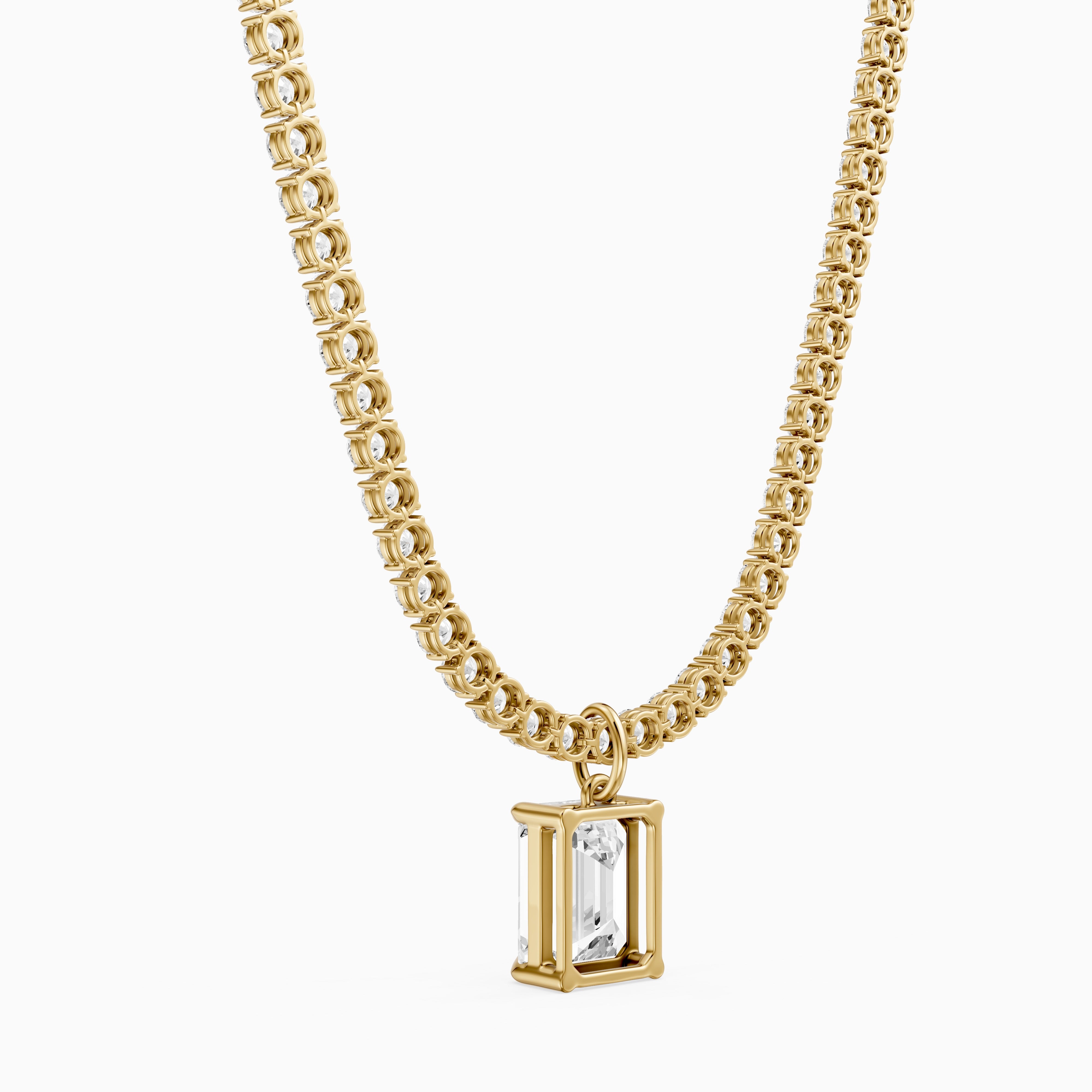 Madelyn Emerald Cut Lab Grown Diamond Drop Tennis Necklace
