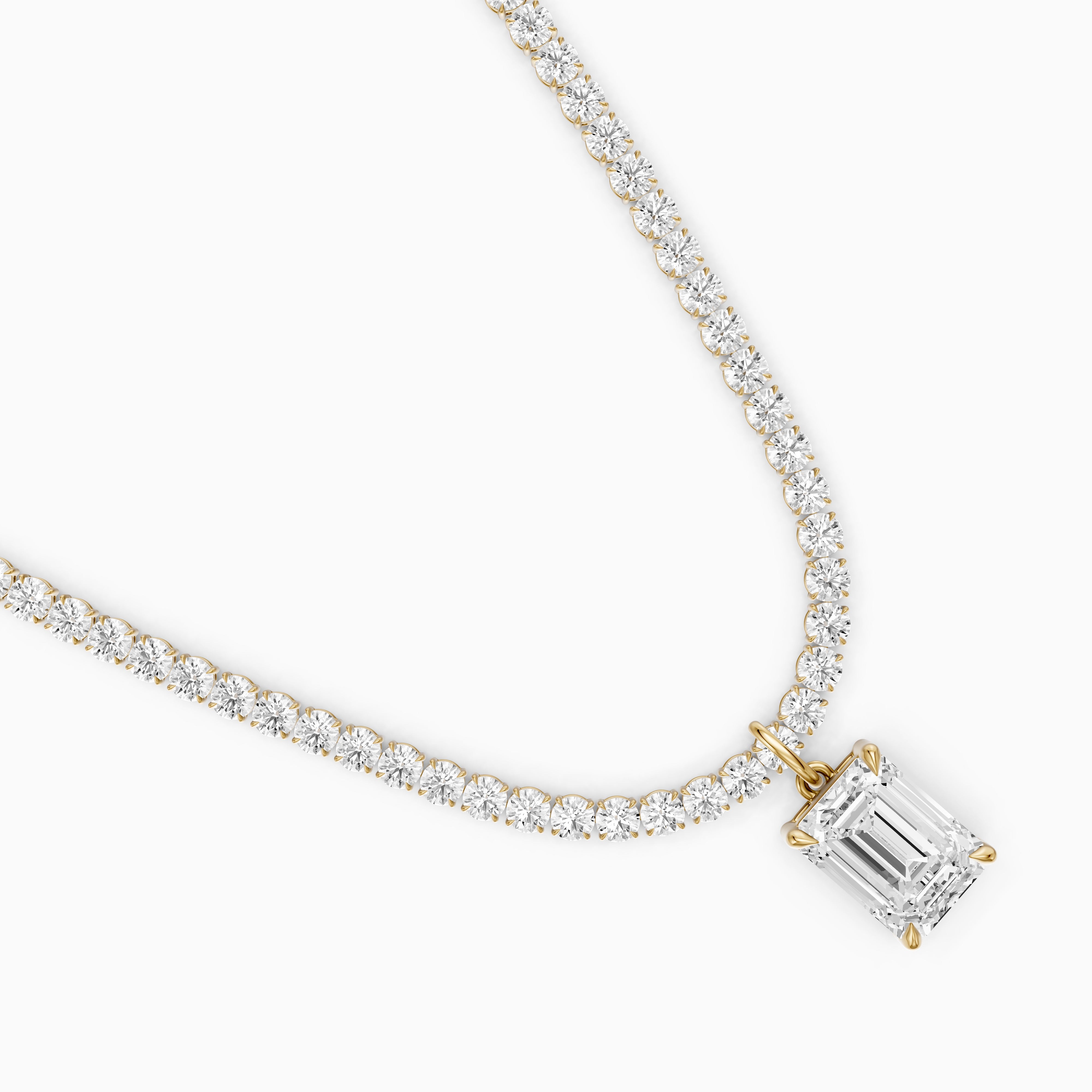 Madelyn Emerald Cut Lab Grown Diamond Drop Tennis Necklace