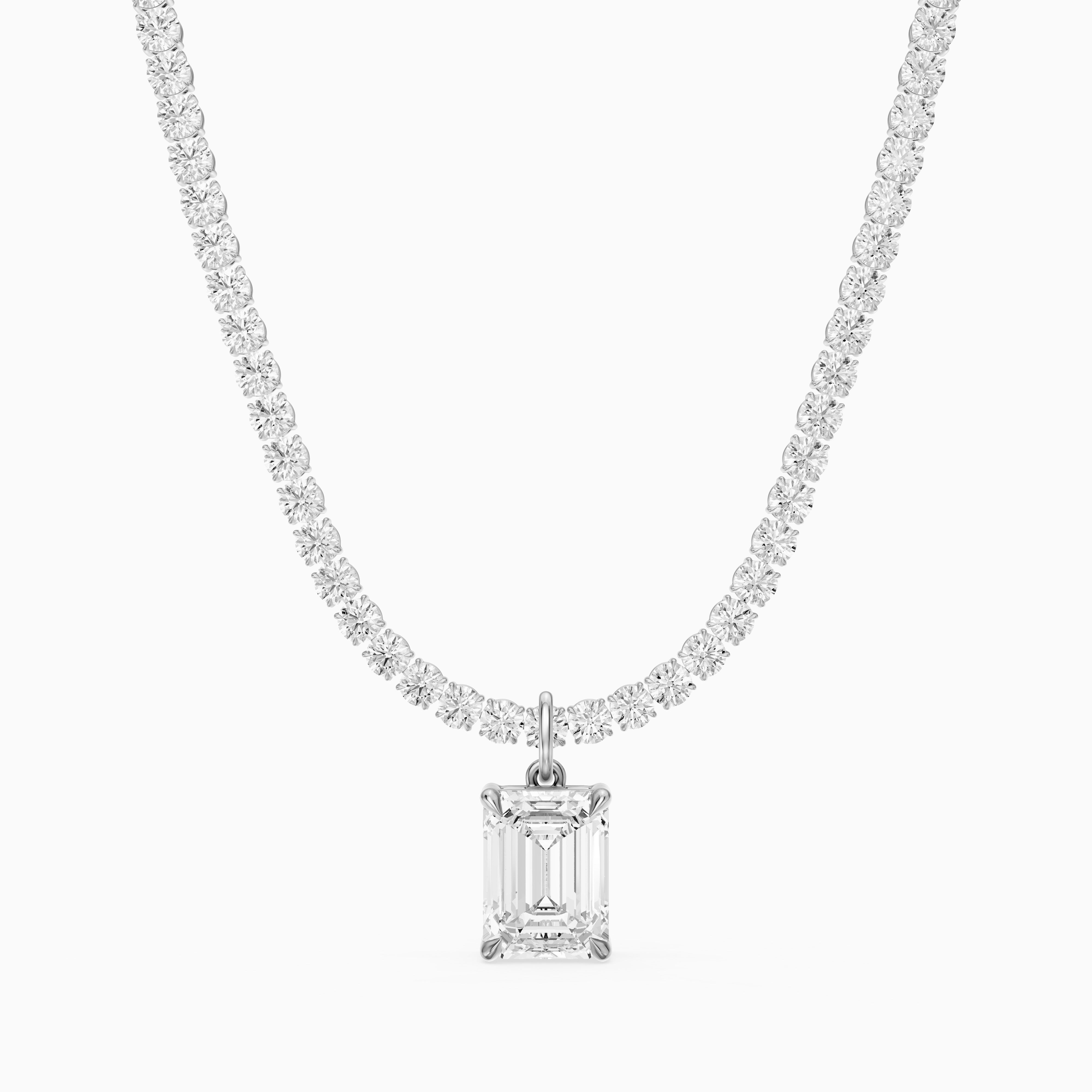 Madelyn Emerald Cut Lab Grown Diamond Drop Tennis Necklace