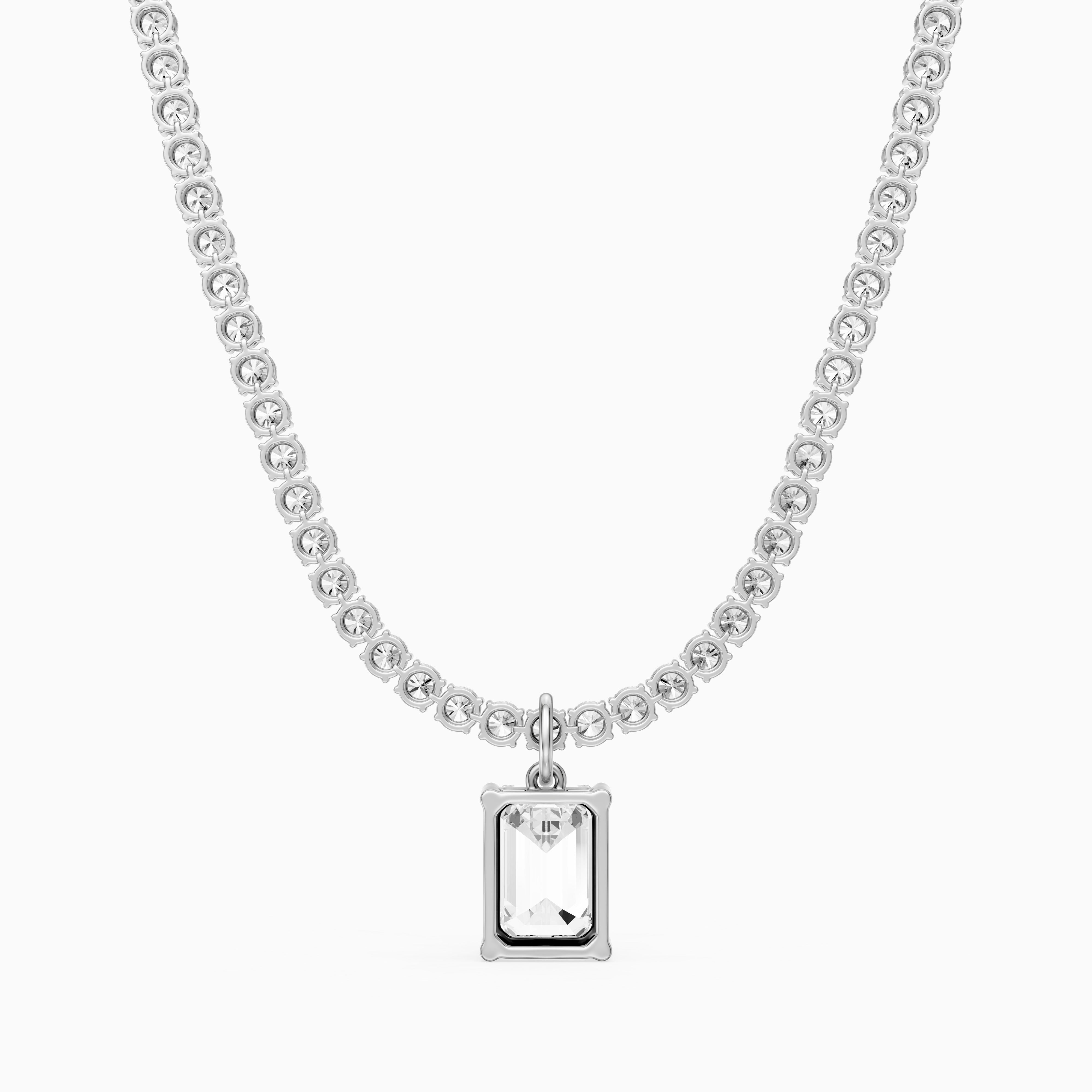 Madelyn Emerald Cut Lab Grown Diamond Drop Tennis Necklace