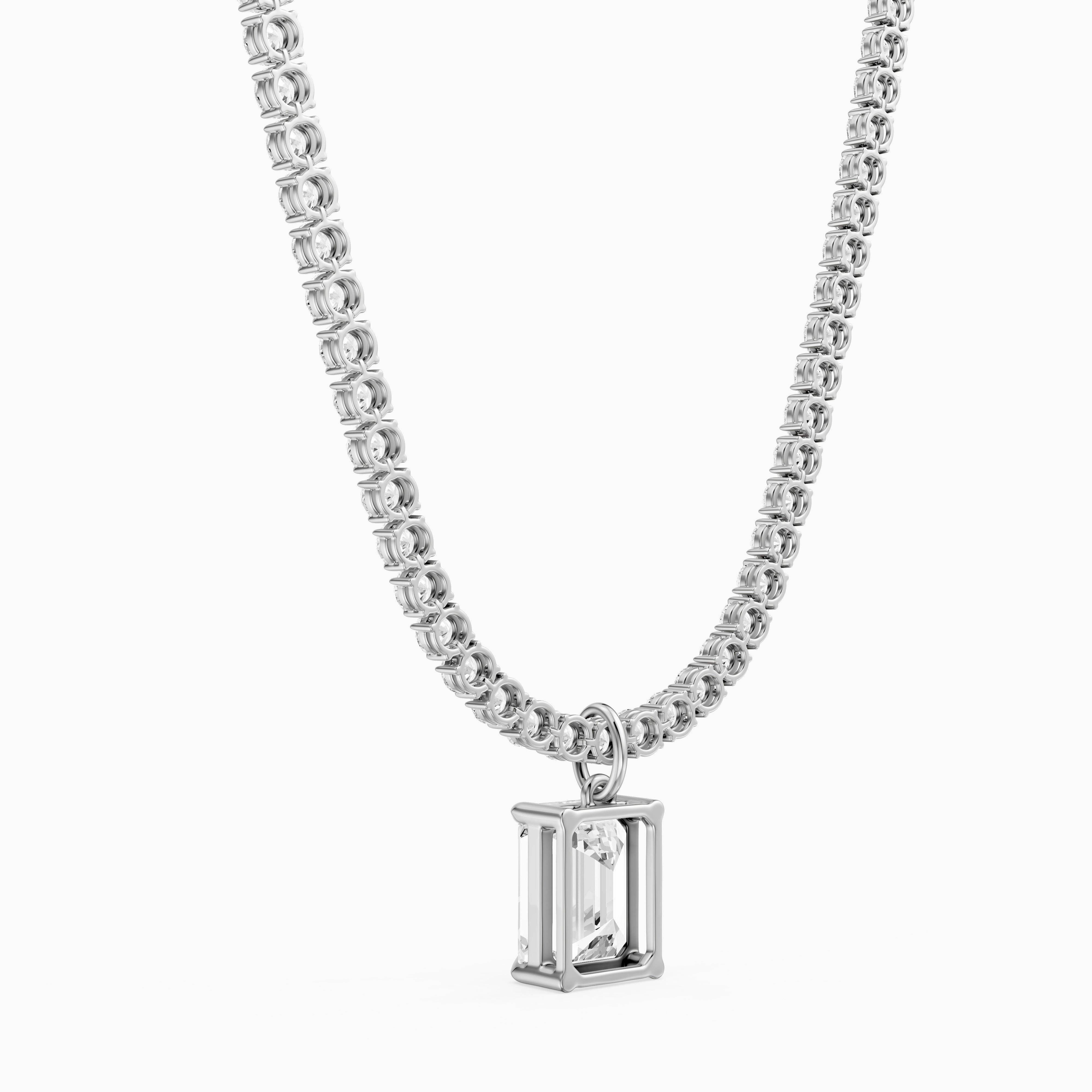 Madelyn Emerald Cut Lab Grown Diamond Drop Tennis Necklace