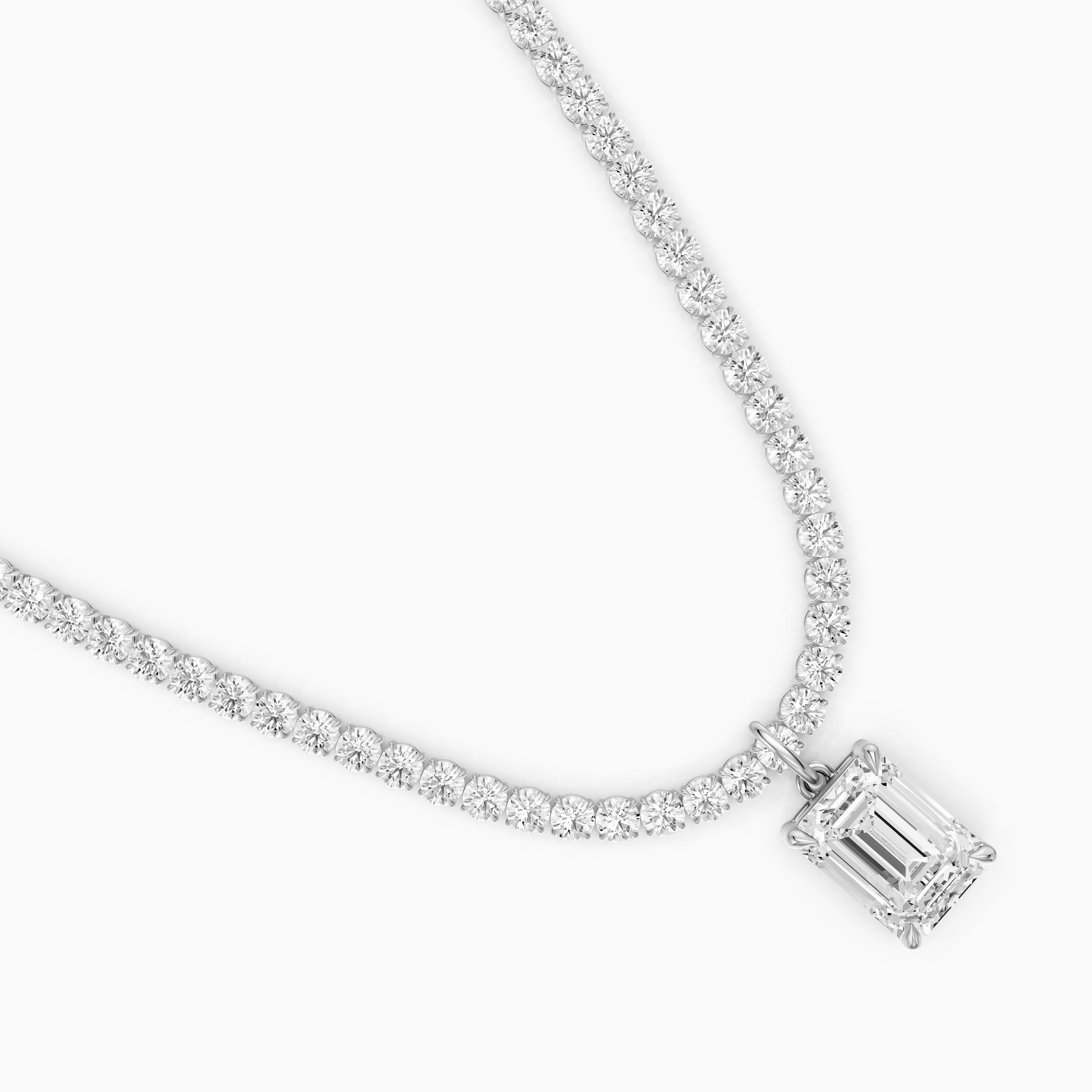 Madelyn Emerald Cut Lab Grown Diamond Drop Tennis Necklace