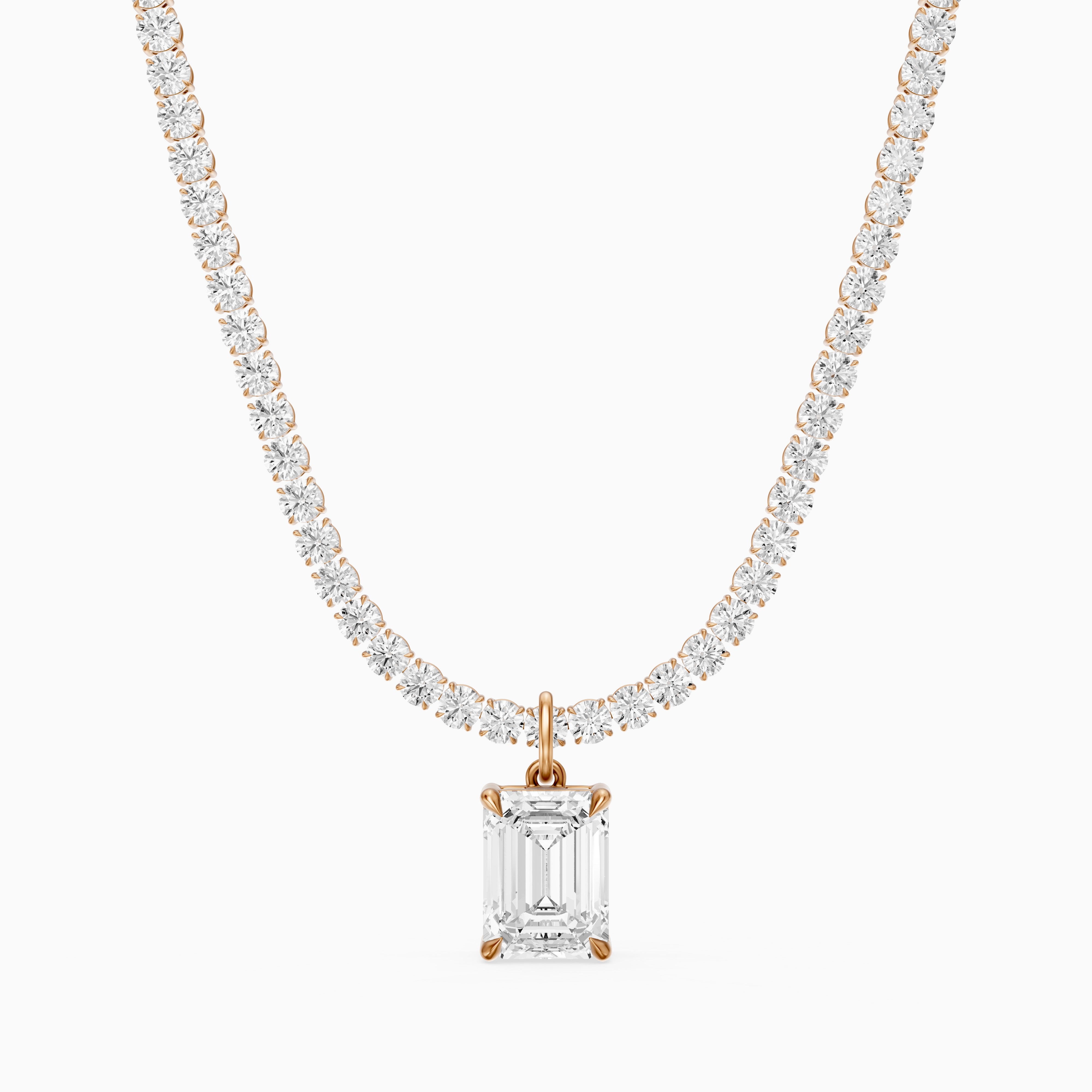Madelyn Emerald Cut Lab Grown Diamond Drop Tennis Necklace