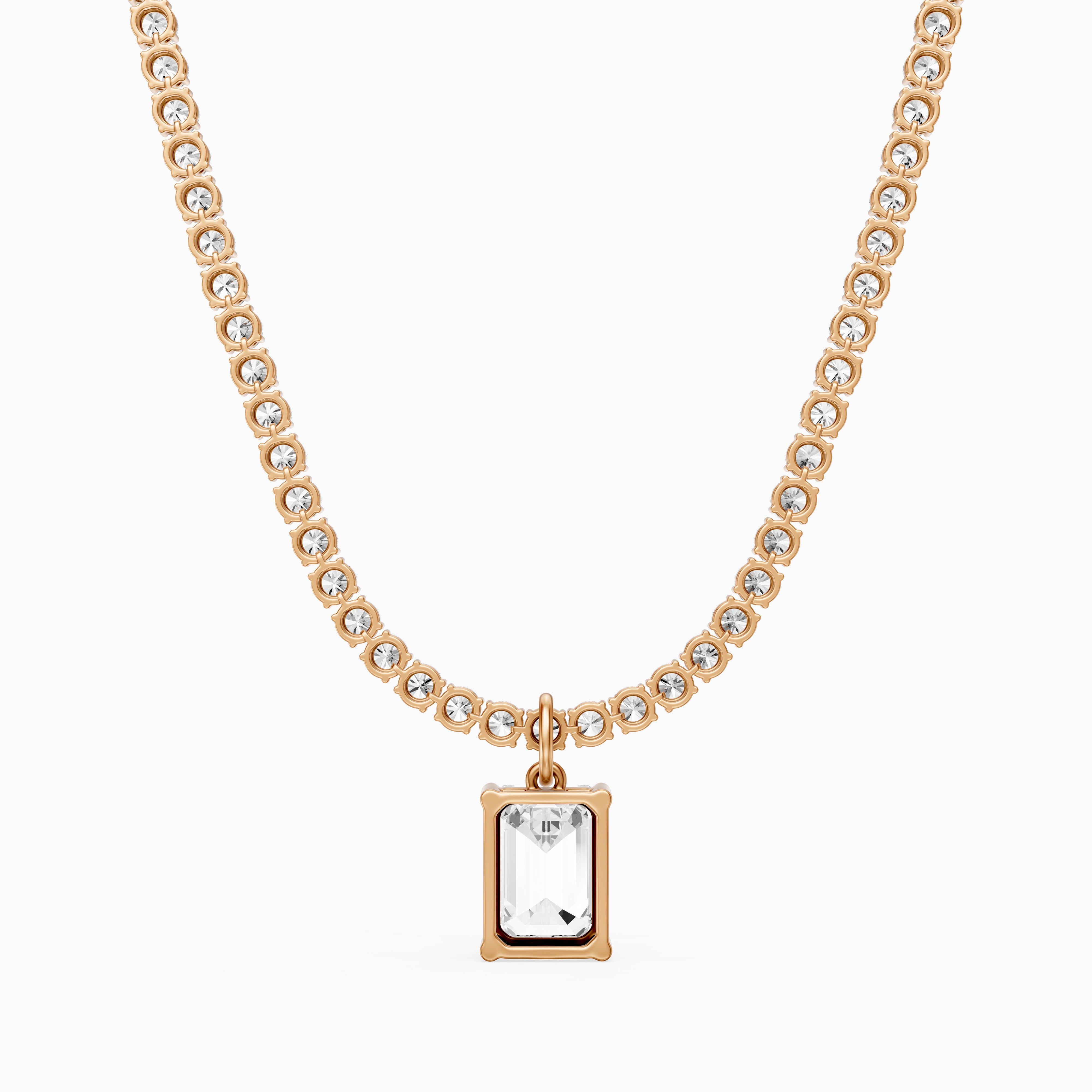 Madelyn Emerald Cut Lab Grown Diamond Drop Tennis Necklace
