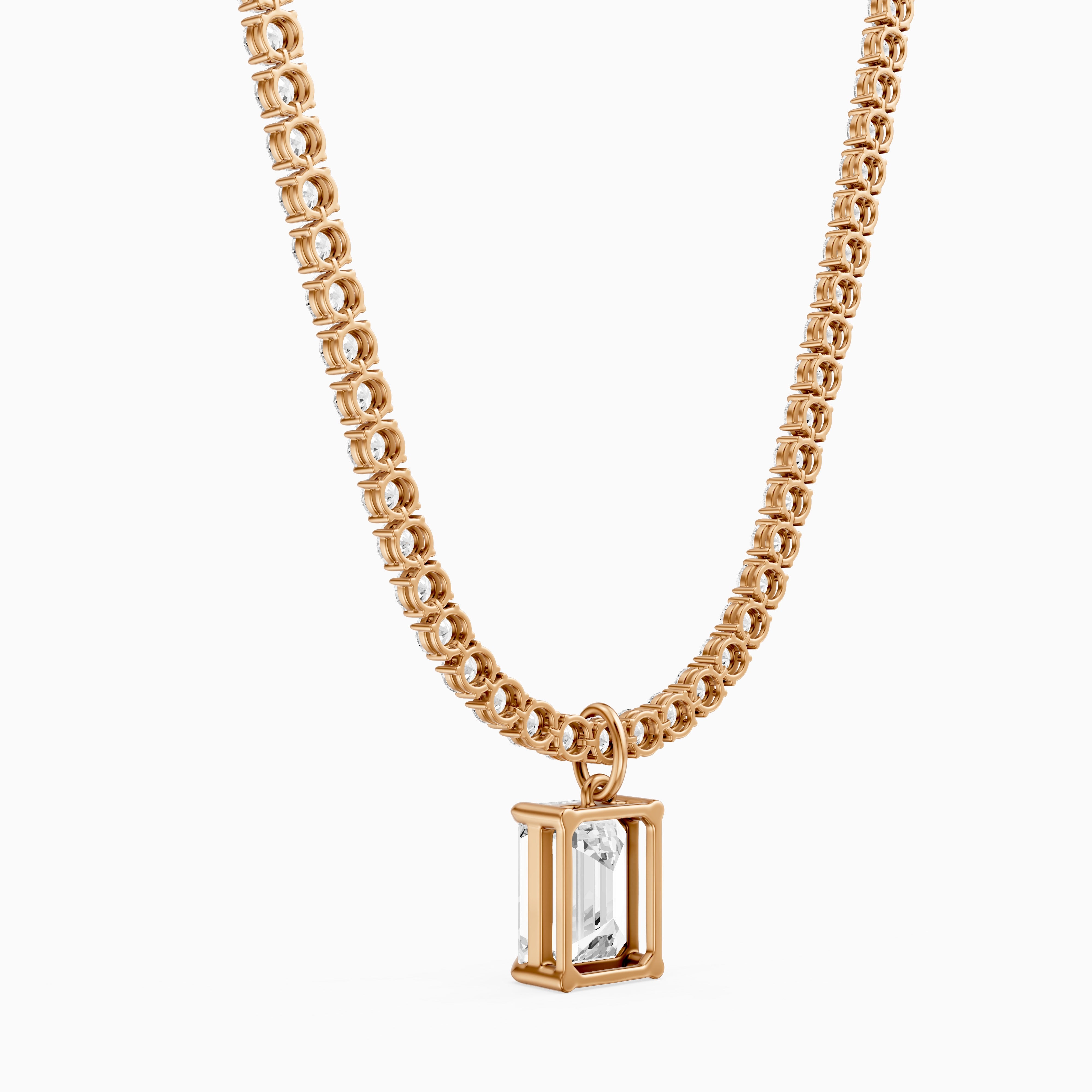 Madelyn Emerald Cut Lab Grown Diamond Drop Tennis Necklace