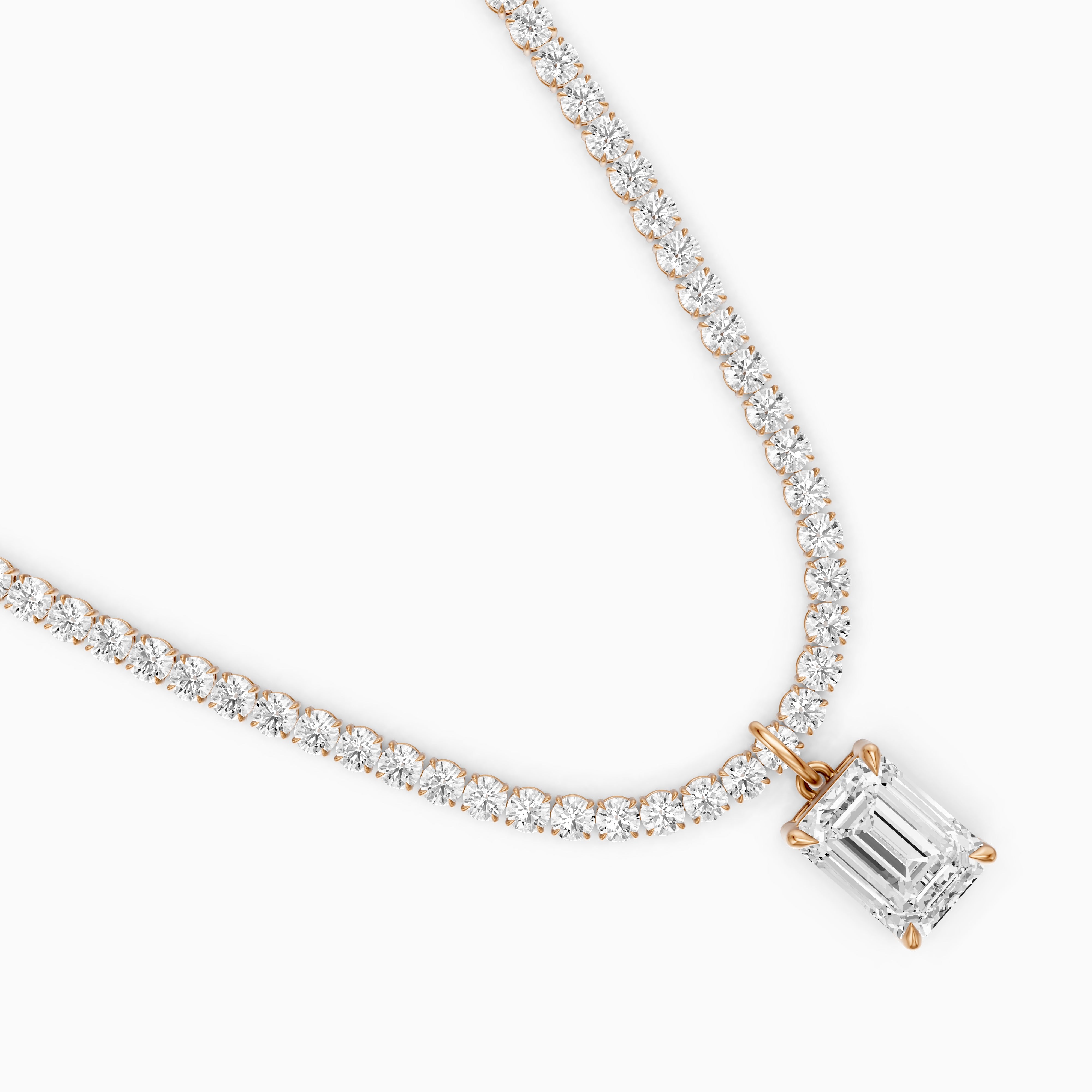 Madelyn Emerald Cut Lab Grown Diamond Drop Tennis Necklace