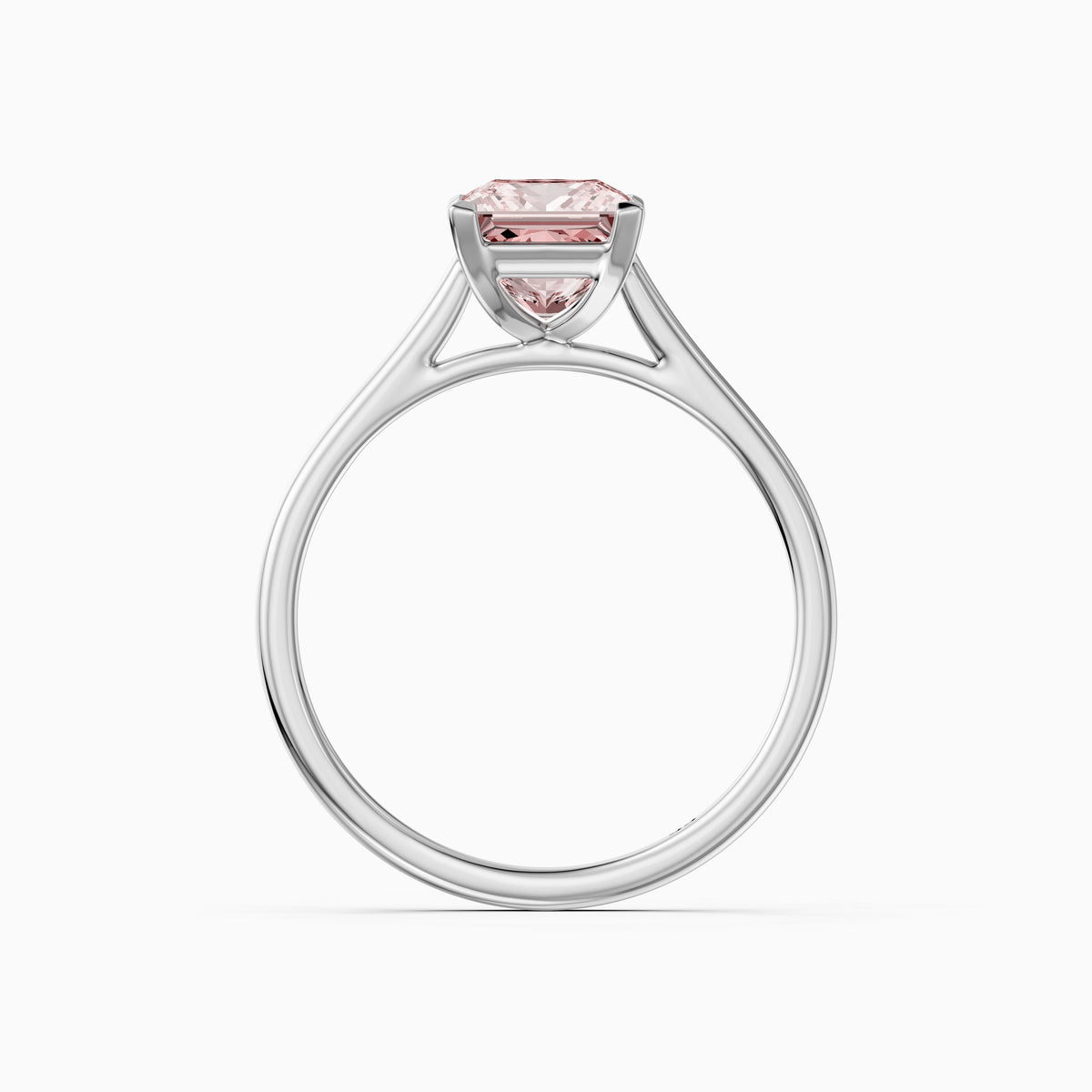 Briony Princess Cut Solitaire Cathedral Style Pink Lab Grown Diamond Engagement Ring