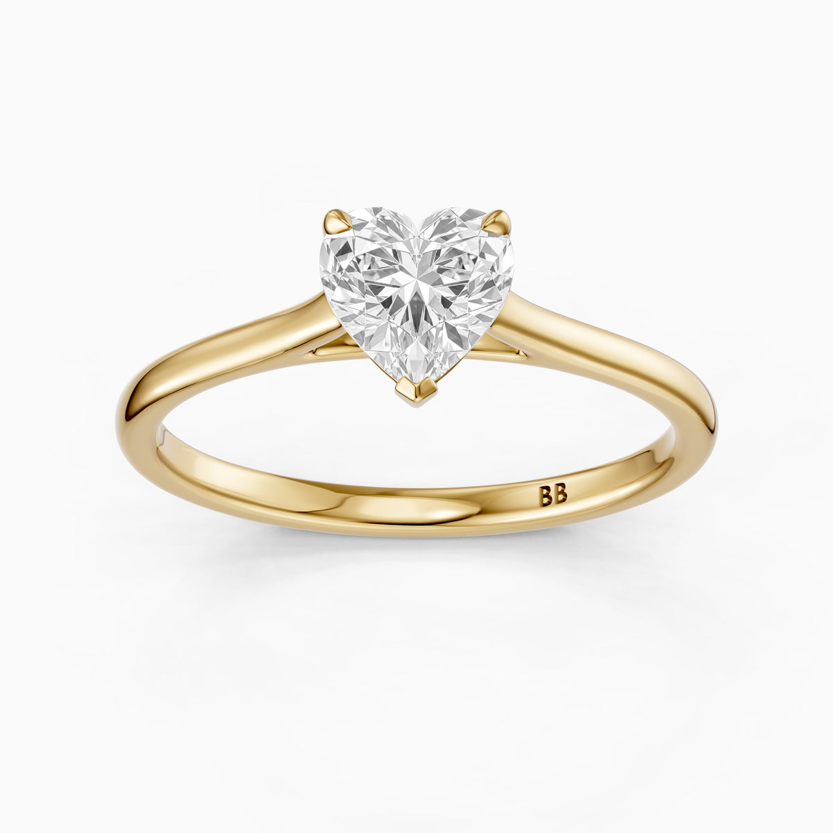 Briana Heart Shaped Solitaire Cathedral Style Moissanite Diamond Ring