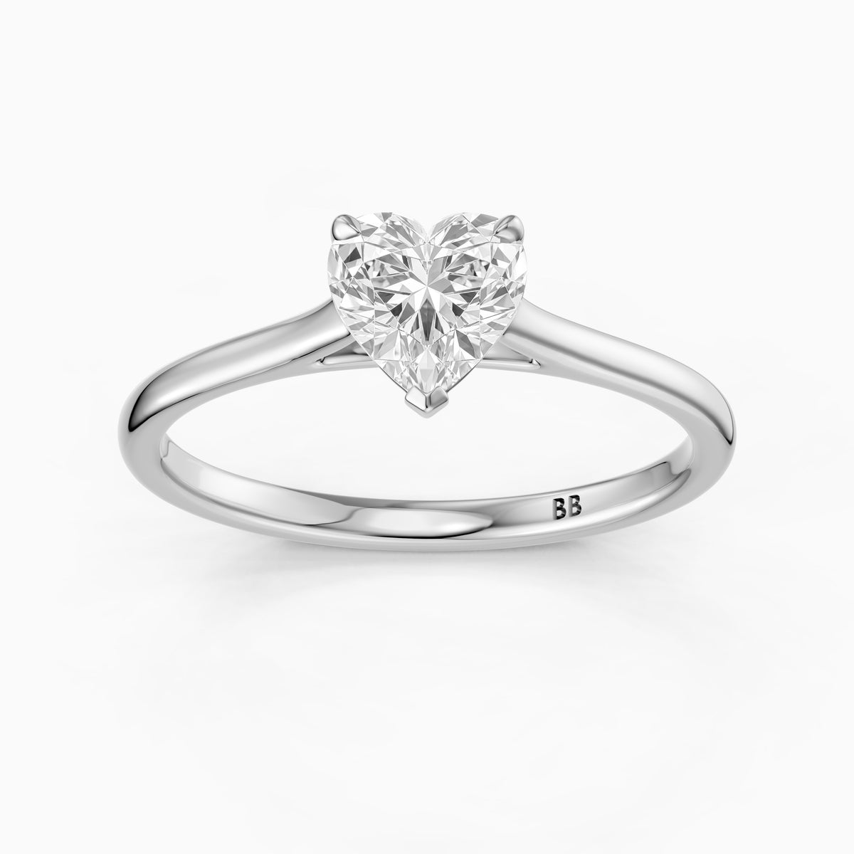 Briana Heart Shaped Solitaire Cathedral Style Moissanite Diamond Ring