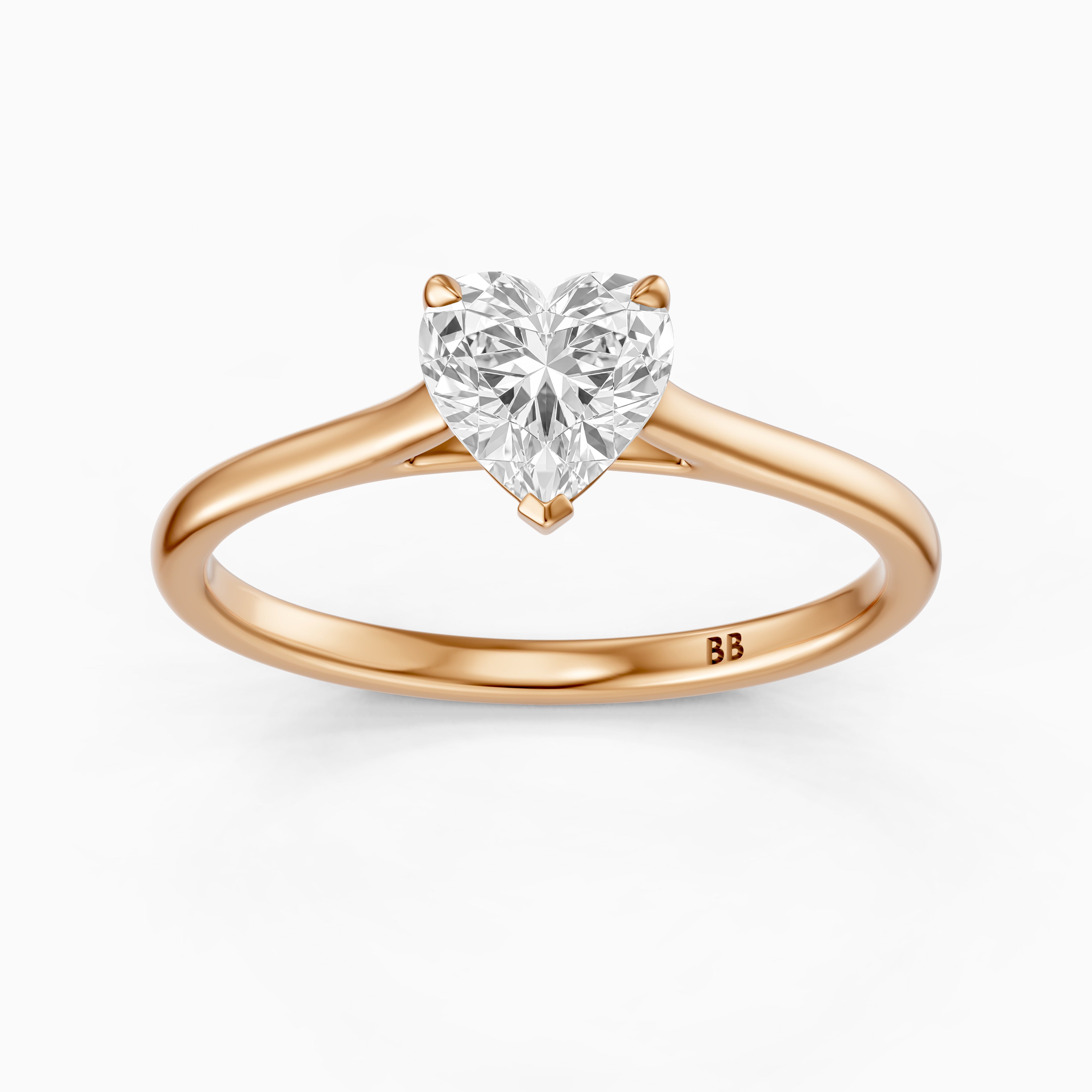 Briana Heart Shaped Solitaire Cathedral Style Lab Grown Diamond Ring