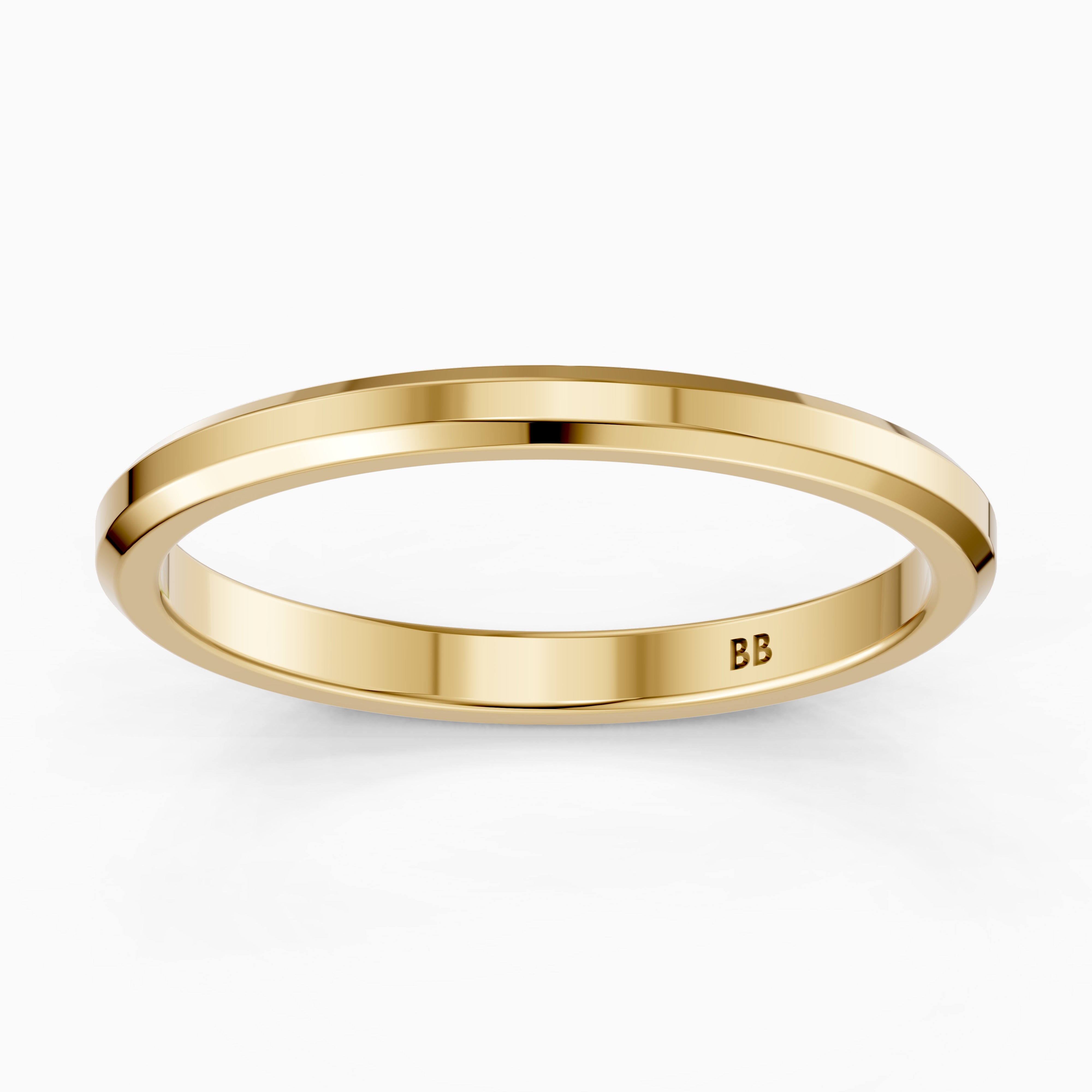 Zaria Flat Beveled Edge Plain Wedding Band