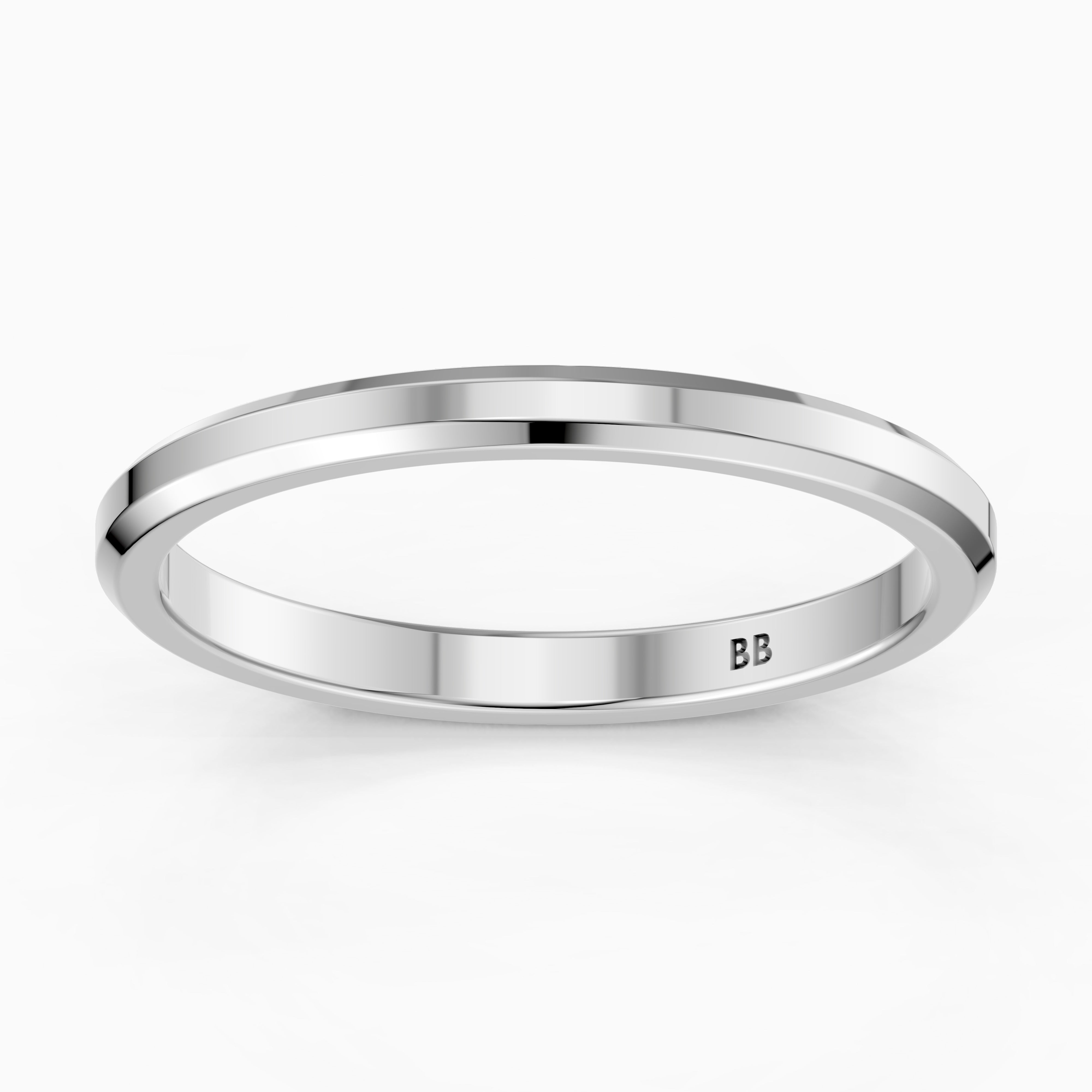 Zaria Flat Beveled Edge Plain Wedding Band