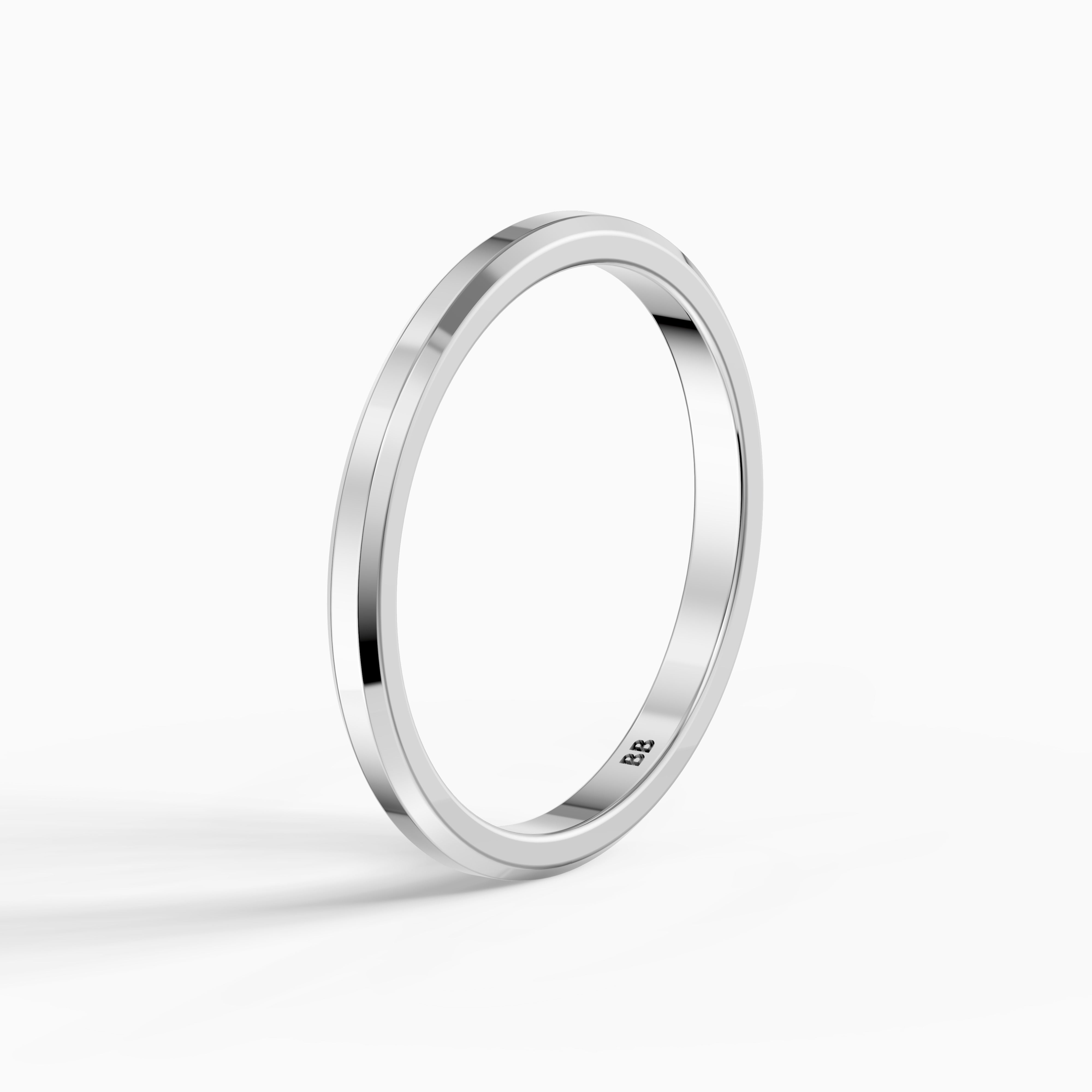 Zaria Flat Beveled Edge Plain Wedding Band