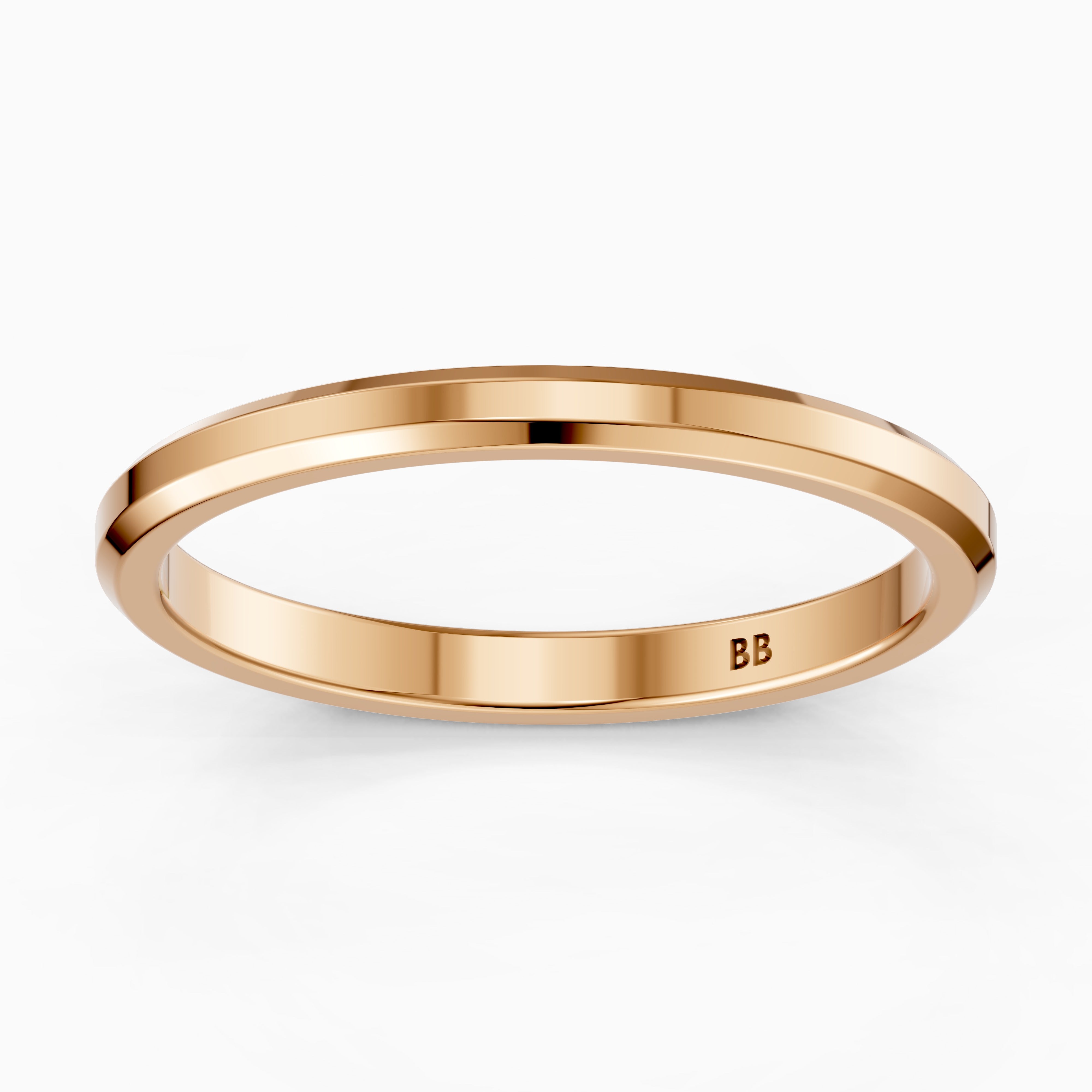 Zaria Flat Beveled Edge Plain Wedding Band