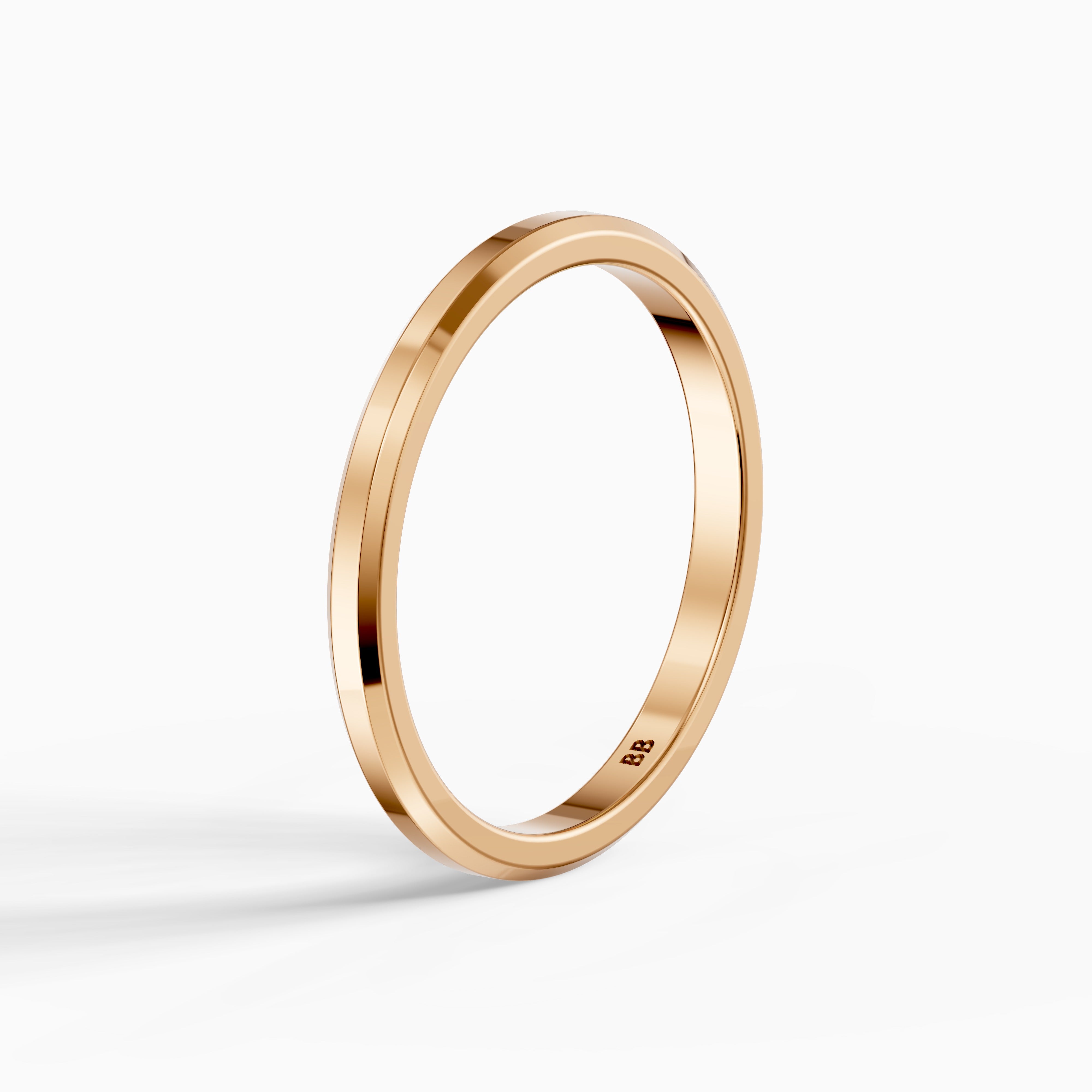Zaria Flat Beveled Edge Plain Wedding Band