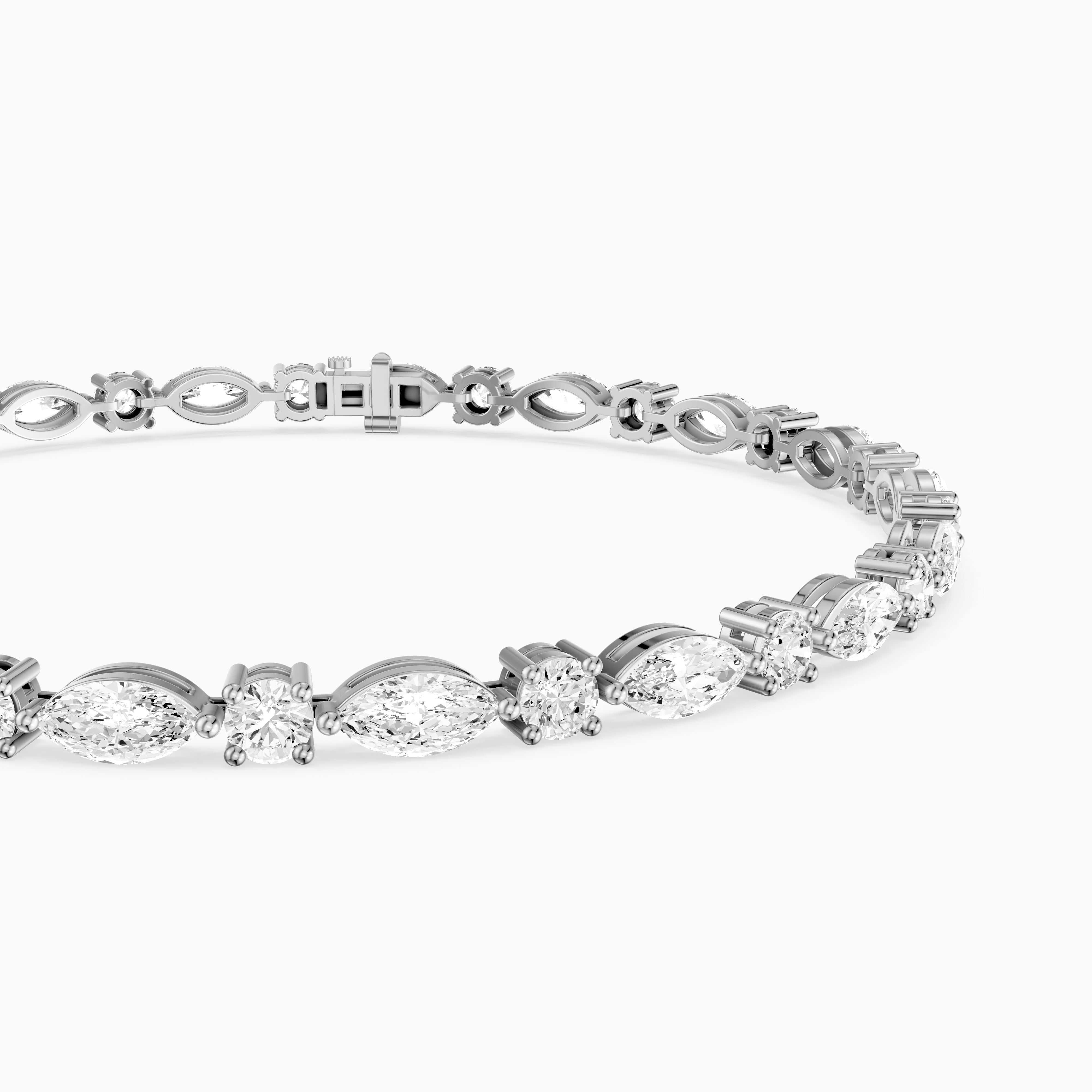 Oscar Marquise Cut and Round Cut Lab Grown Diamond Tennis Bracelet