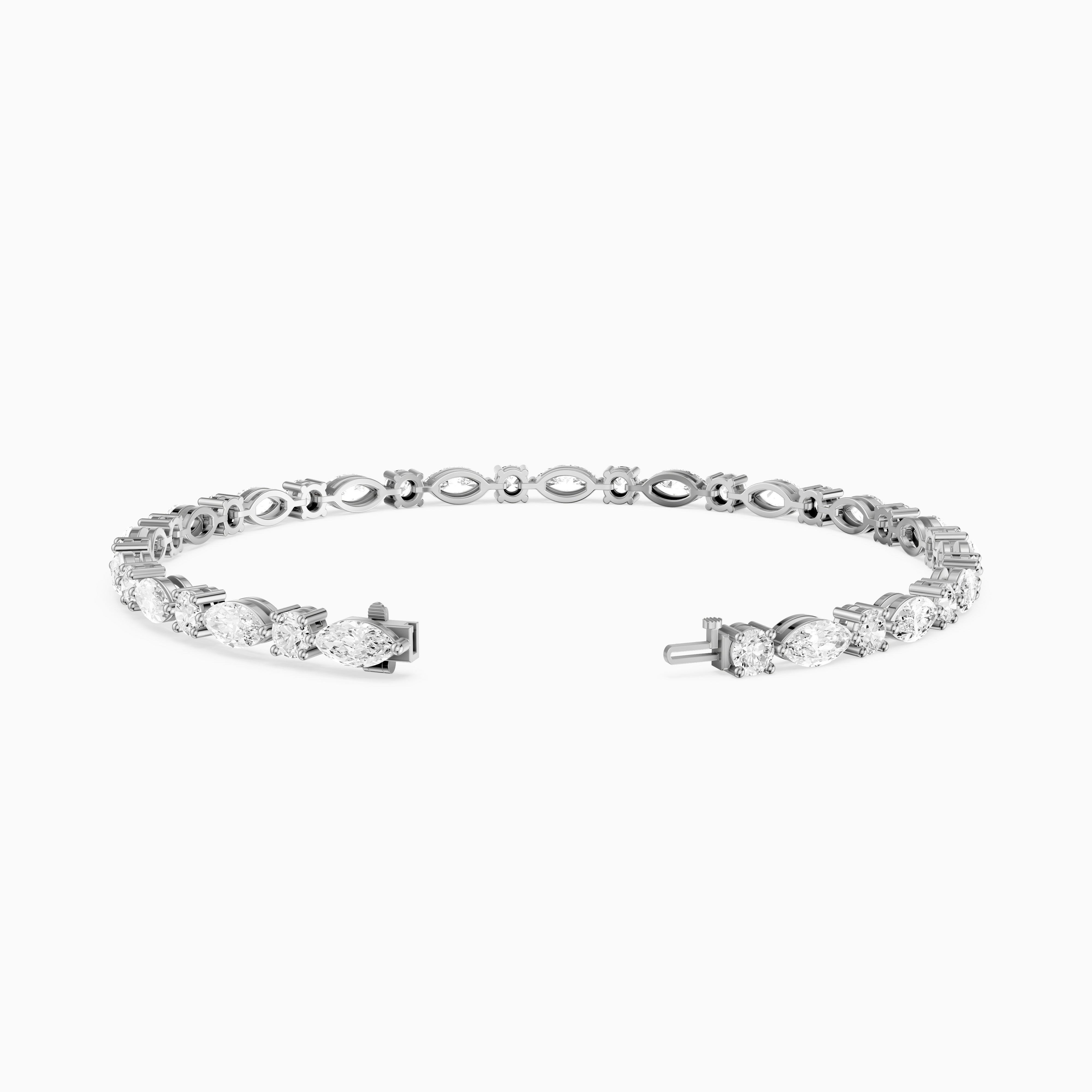 Oscar Marquise Cut and Round Cut Lab Grown Diamond Tennis Bracelet