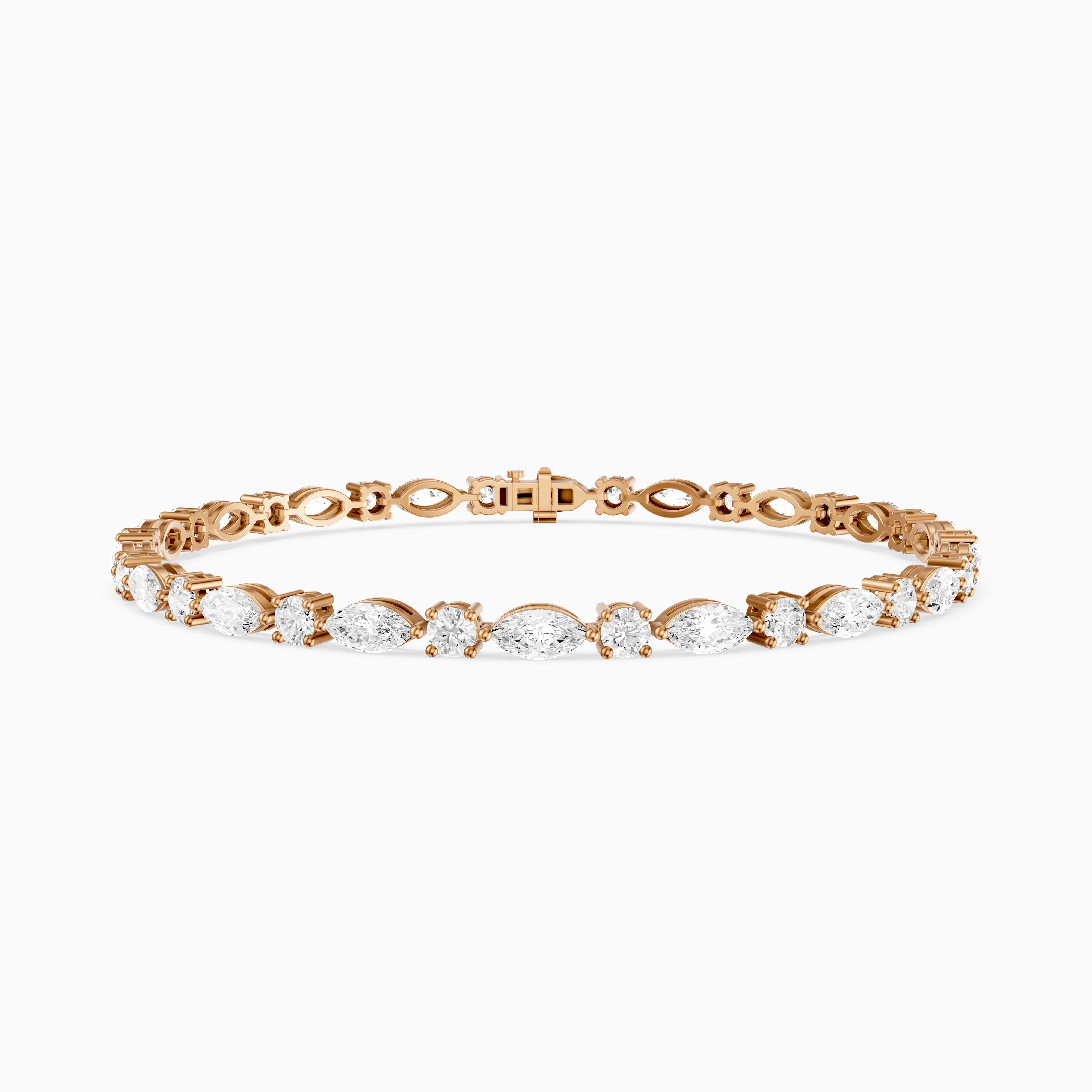 Oscar Marquise Cut and Round Cut Lab Grown Diamond Tennis Bracelet