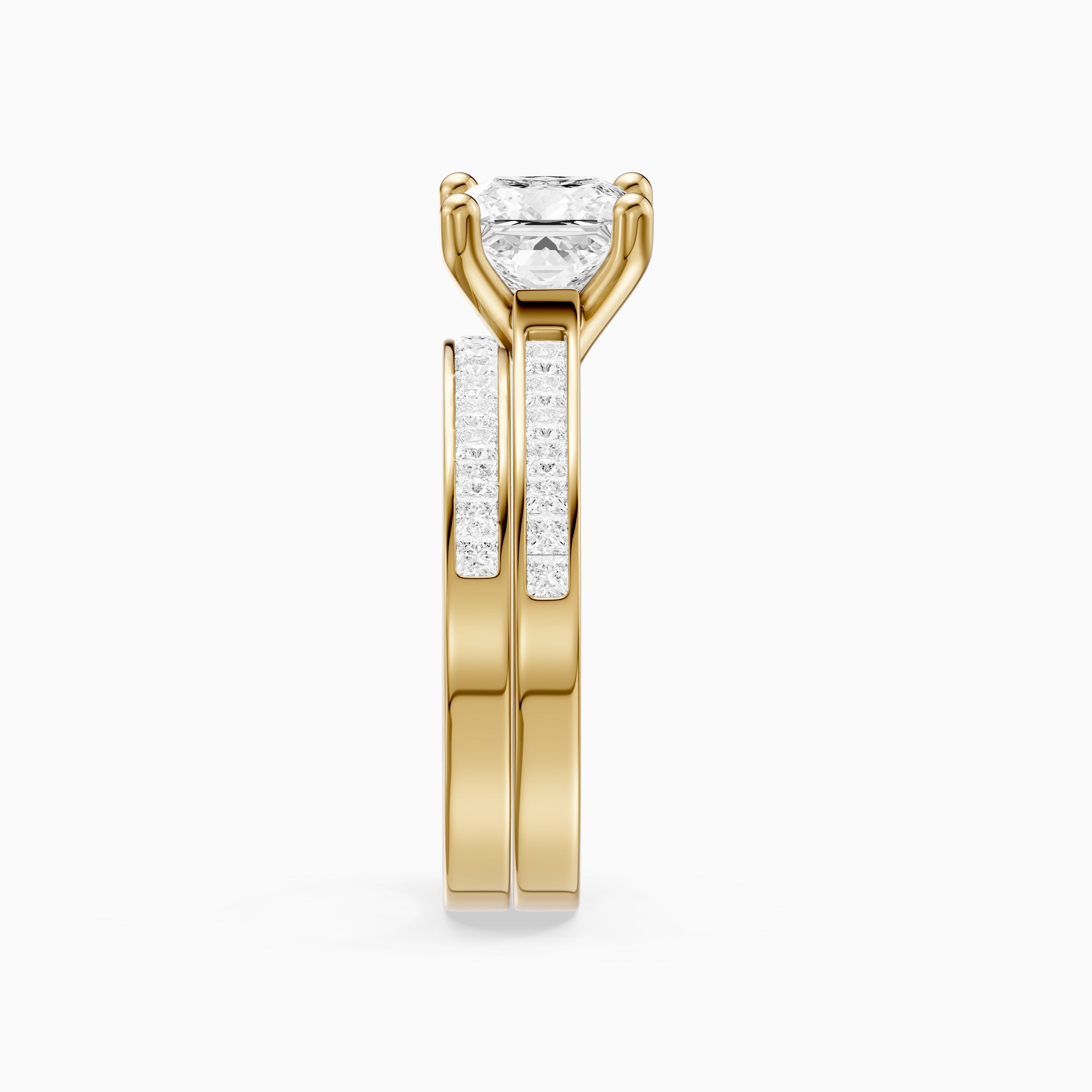 Ariane Princess Cut Lab Grown Diamond Cathedral Channel Bridal Set