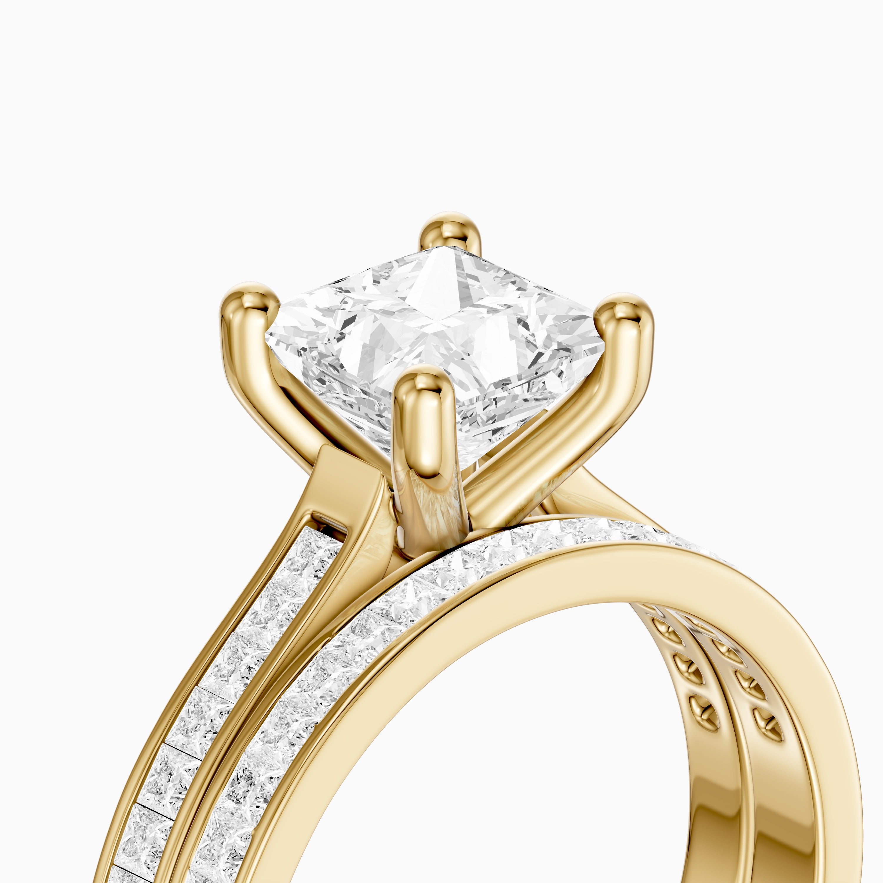 Ariane Princess Cut Lab Grown Diamond Cathedral Channel Bridal Set