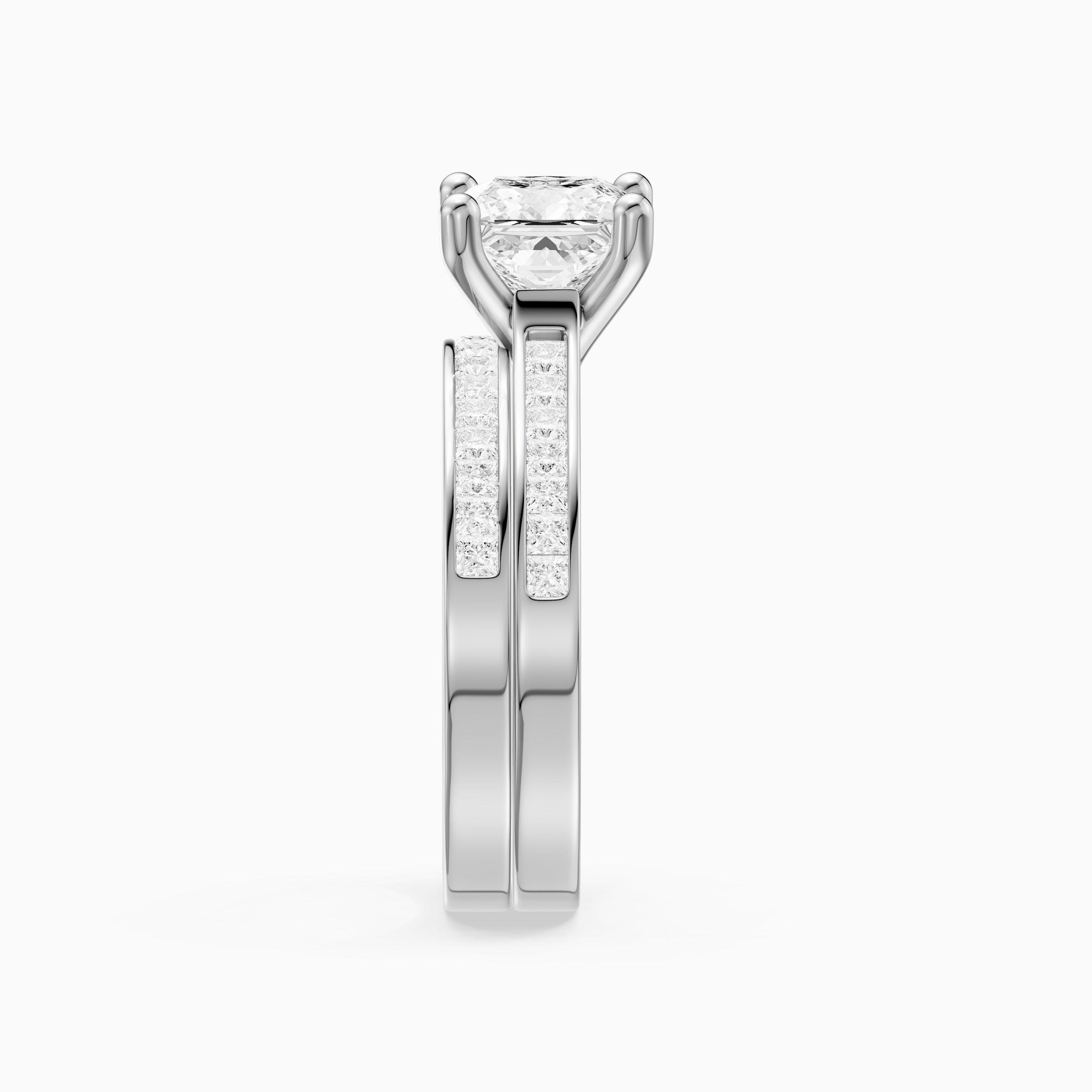 Ariane Princess Cut Lab Grown Diamond Cathedral Channel Bridal Set