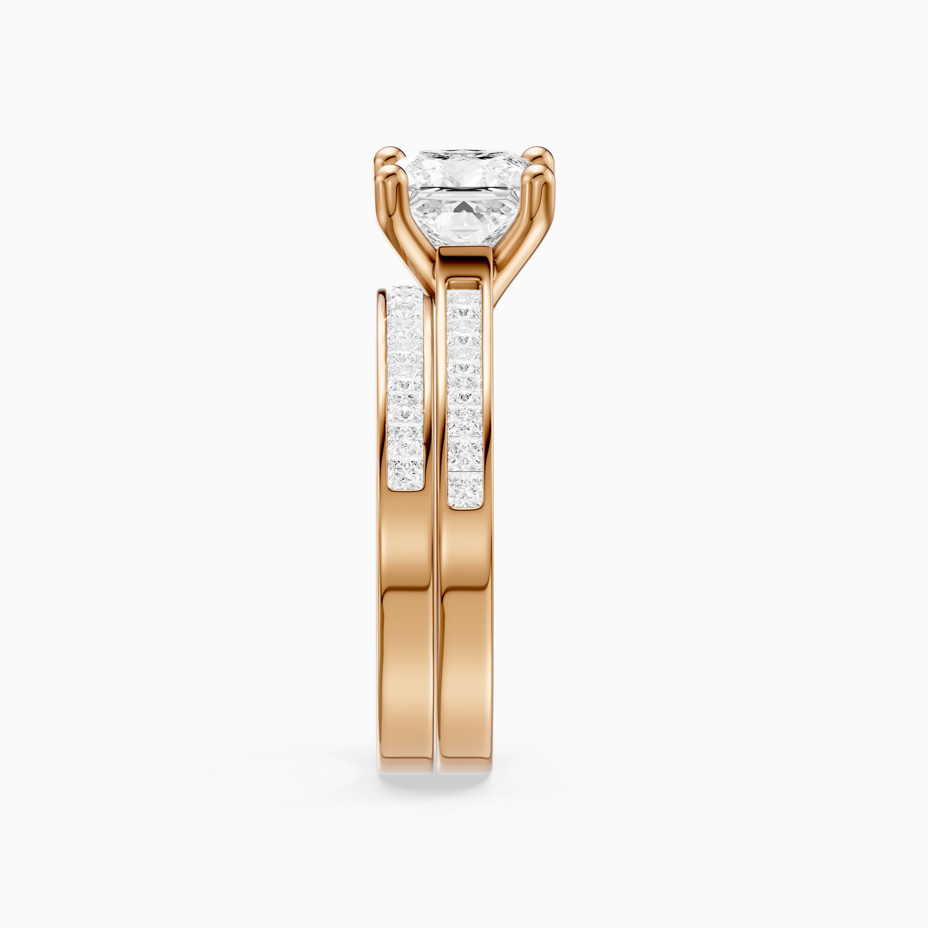 Ariane Princess Cut Lab Grown Diamond Cathedral Channel Bridal Set