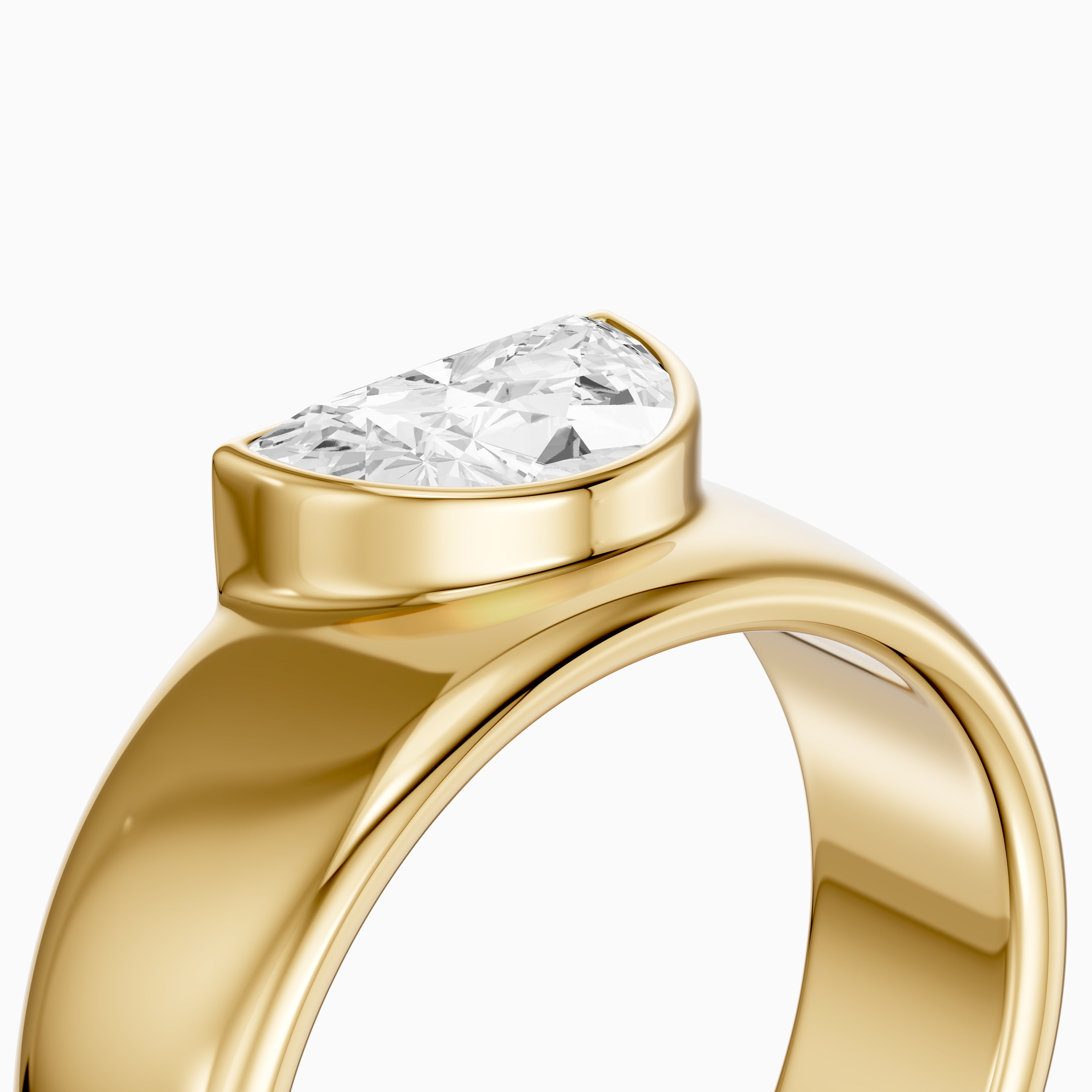 Coraline Half Moon Cut Lab Diamond Bezel Solitaire Cigar Band