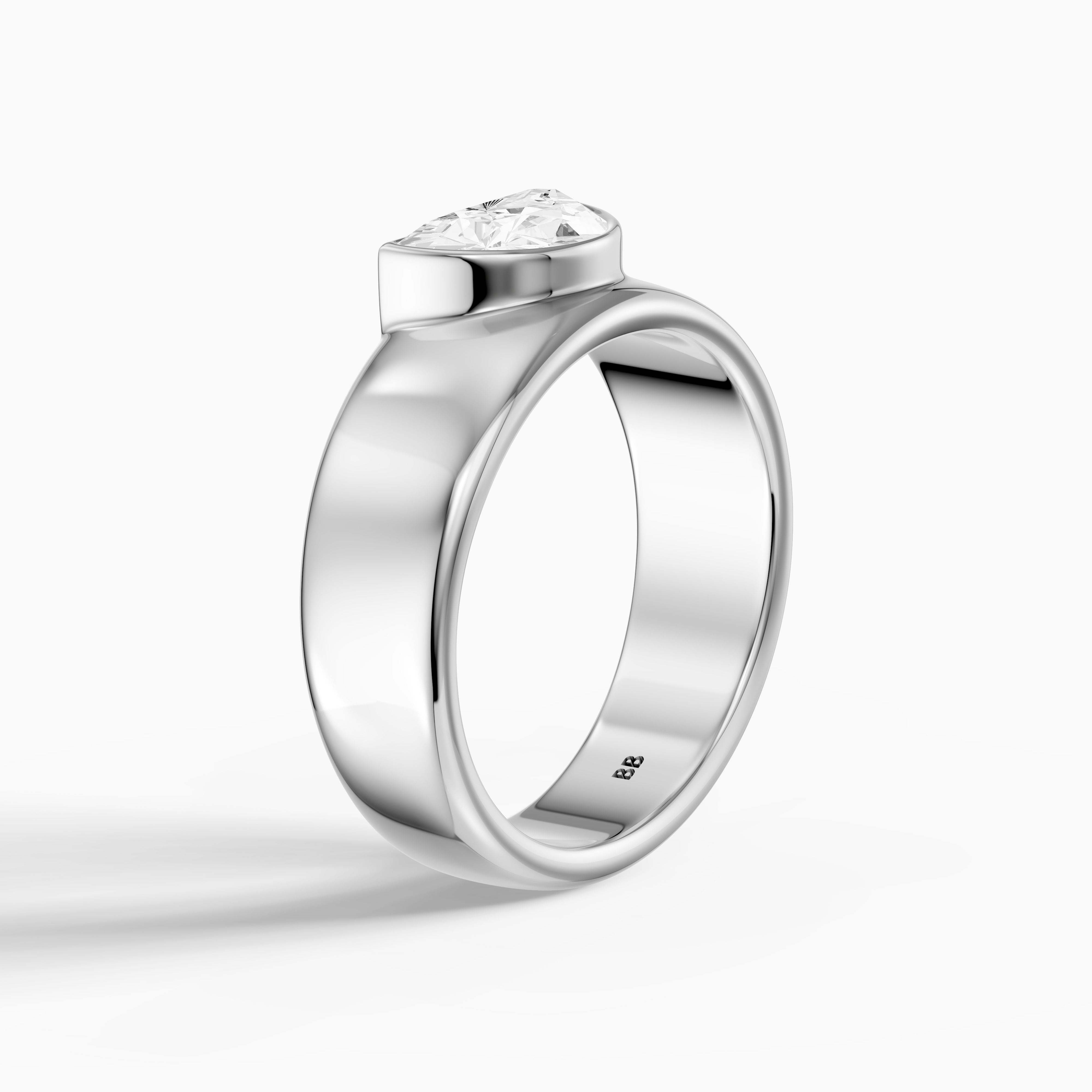 Coraline Half Moon Cut Lab Diamond Bezel Solitaire Cigar Band