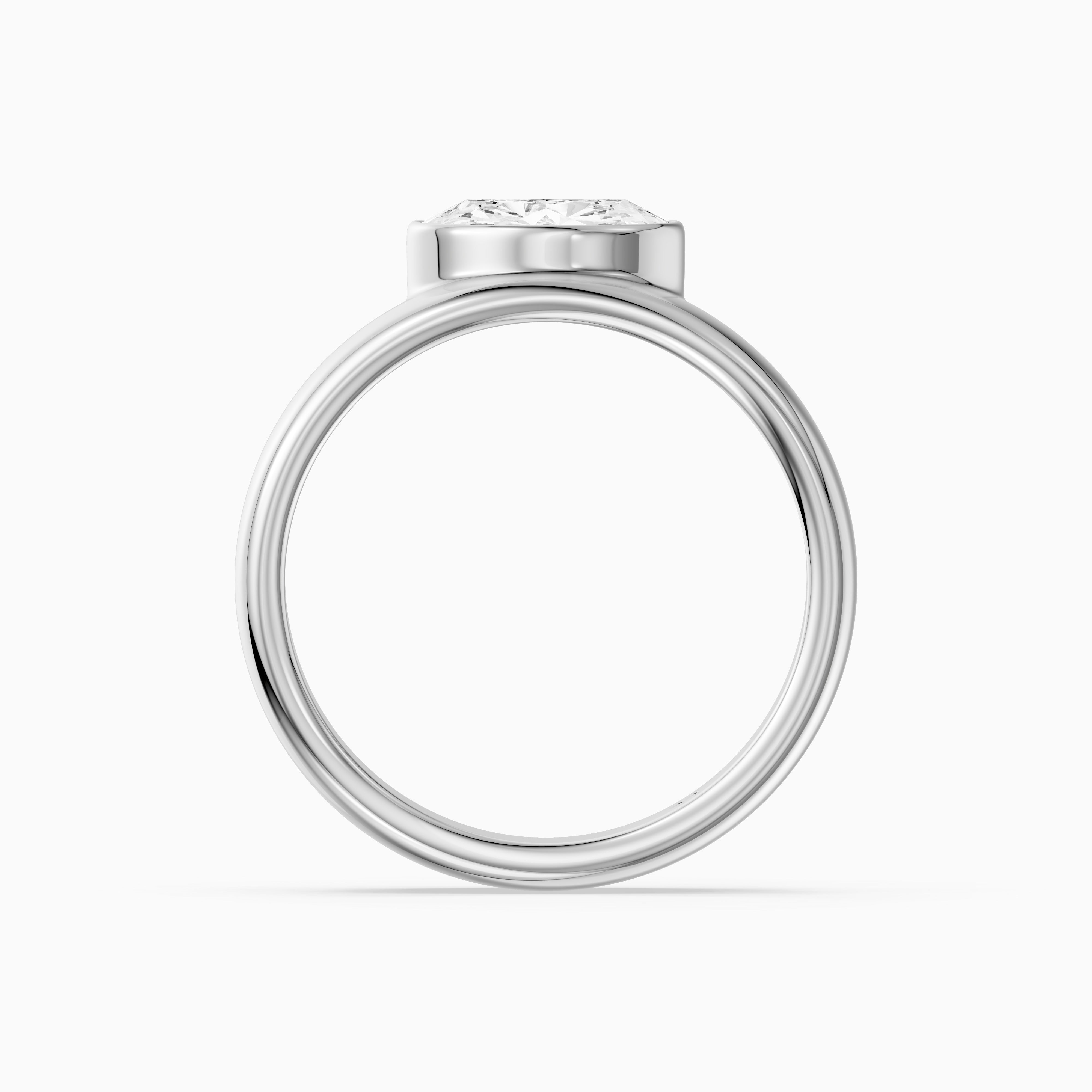 Coraline Half Moon Cut Lab Diamond Bezel Solitaire Cigar Band