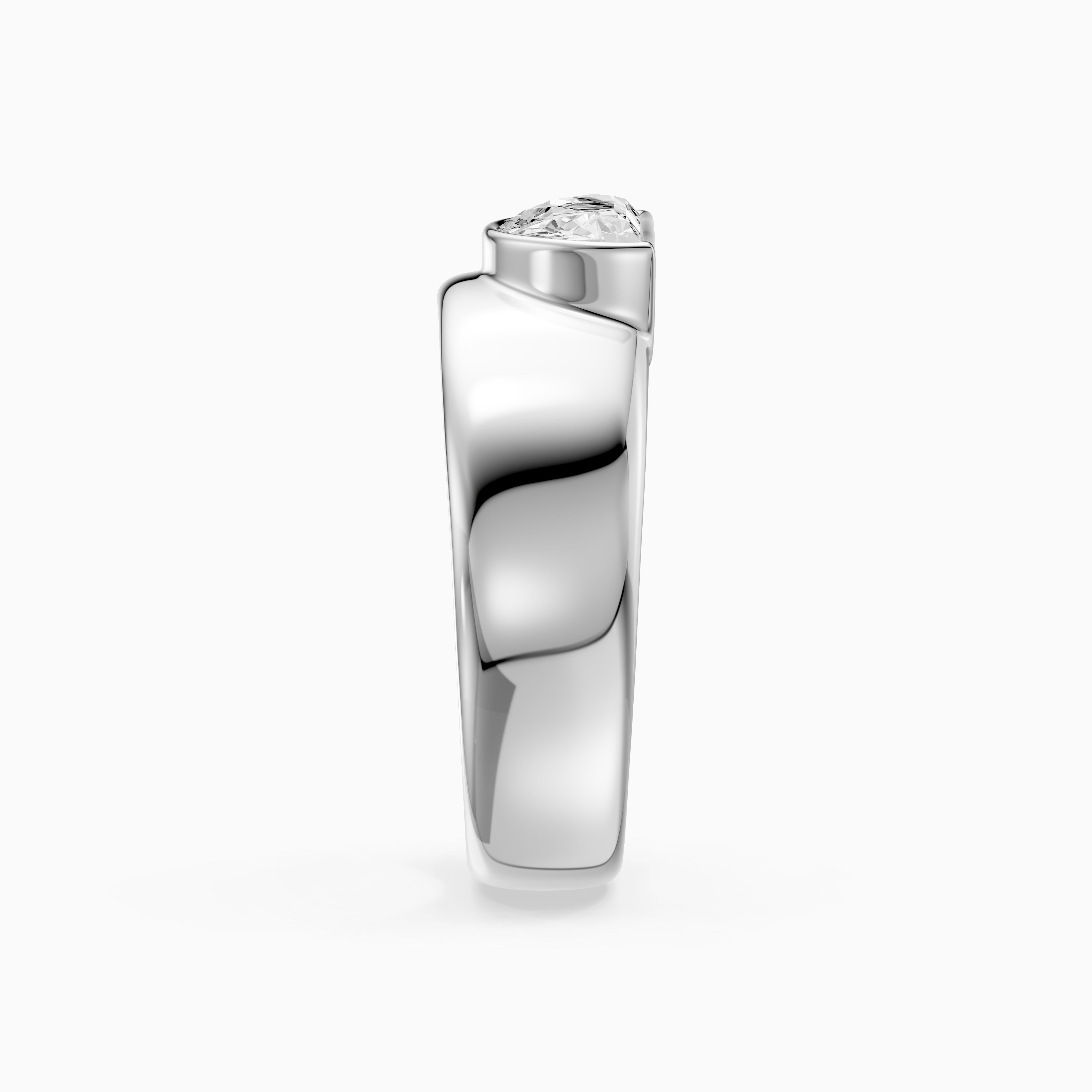 Coraline Half Moon Cut Lab Diamond Bezel Solitaire Cigar Band