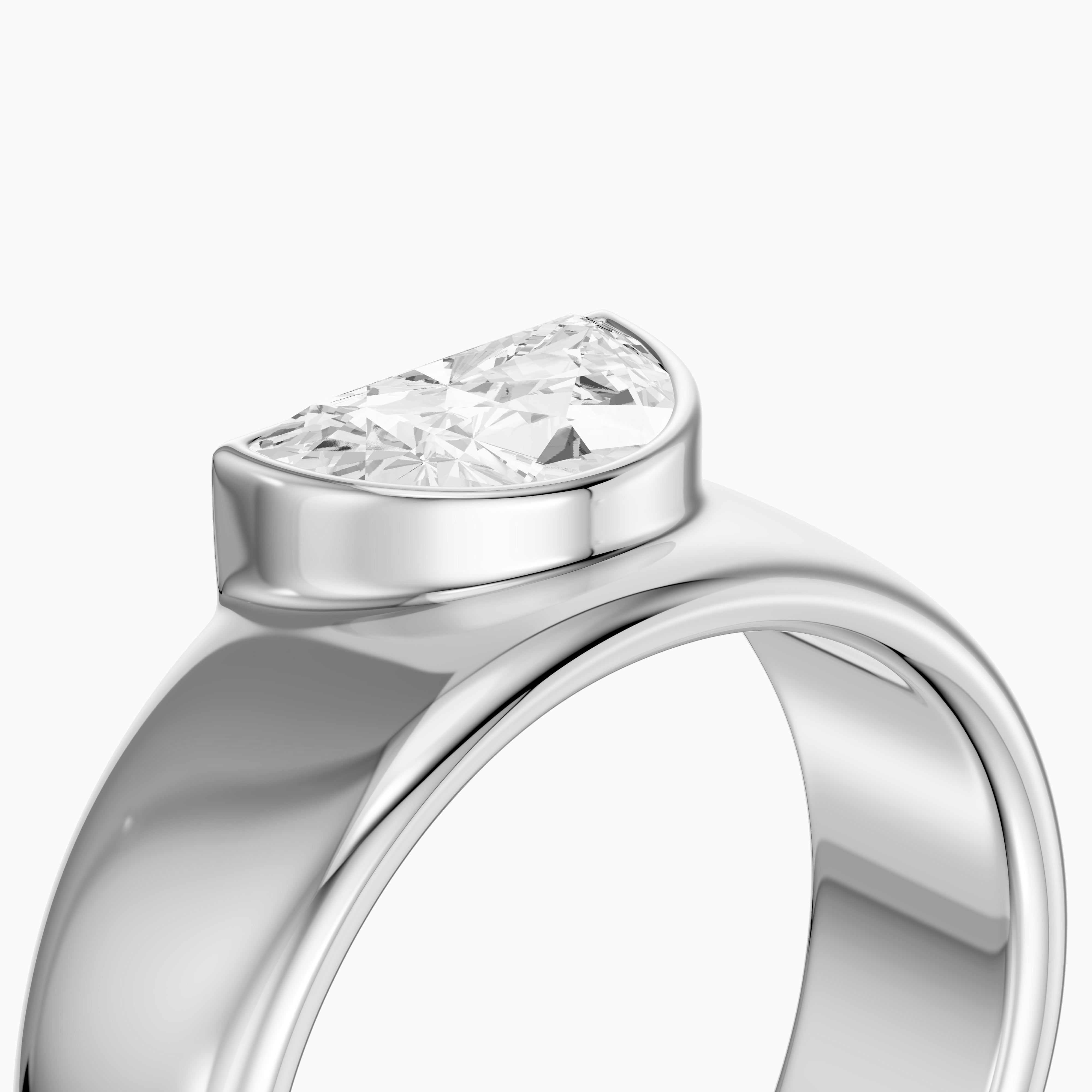Coraline Half Moon Cut Lab Diamond Bezel Solitaire Cigar Band