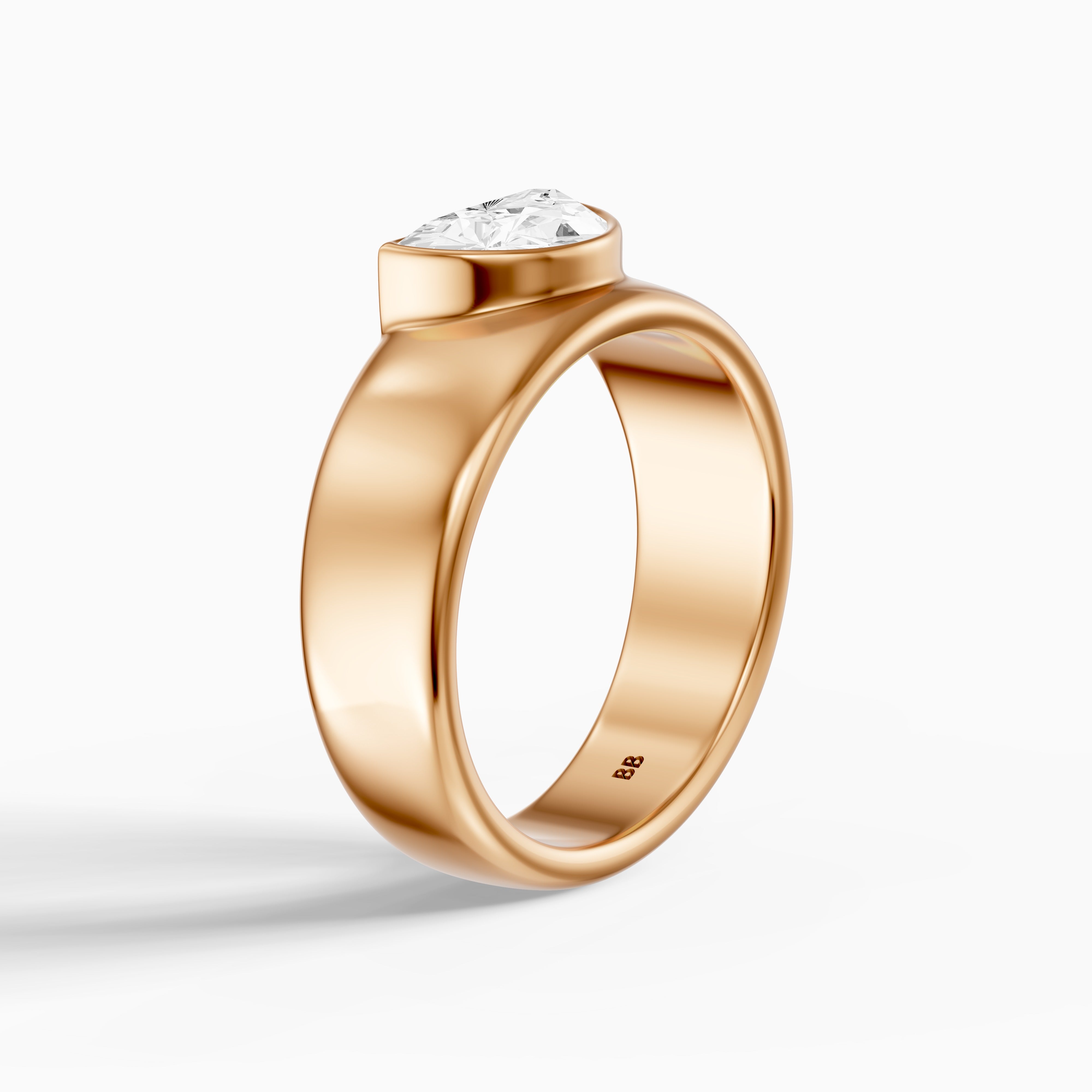 Coraline Half Moon Cut Lab Diamond Bezel Solitaire Cigar Band