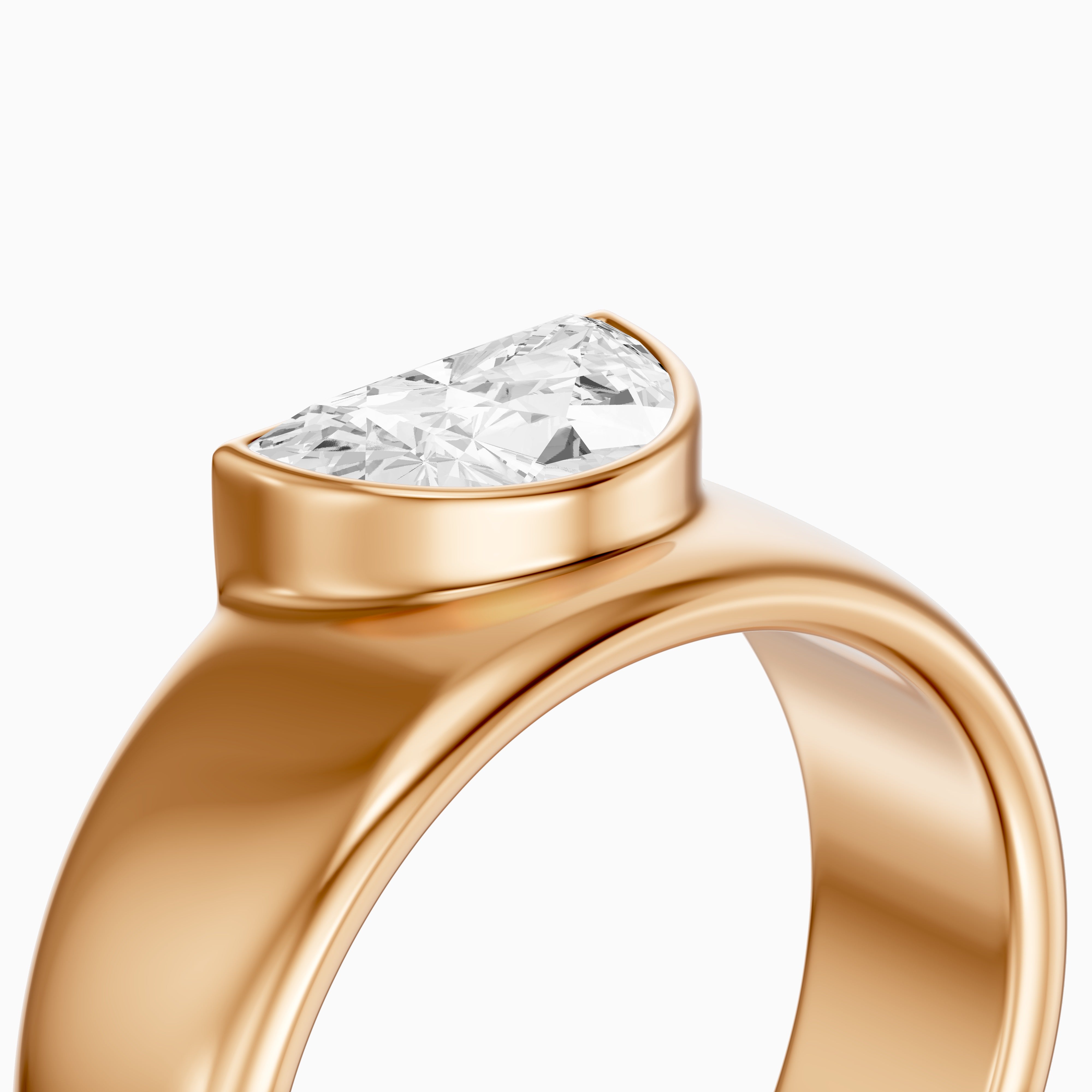 Coraline Half Moon Cut Lab Diamond Bezel Solitaire Cigar Band