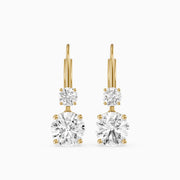 Paris Two Stone Round Lab Grown Diamond Drop Earrings