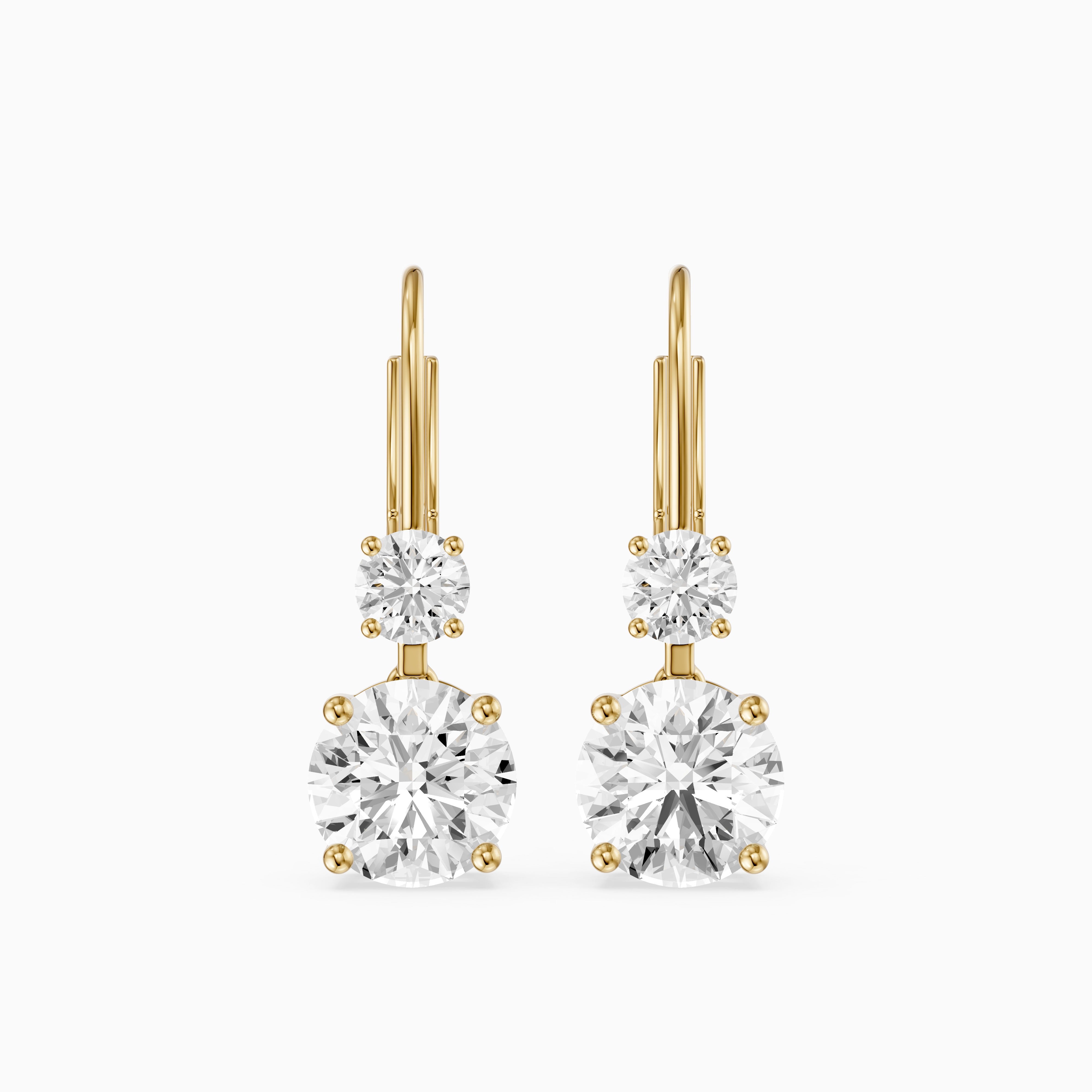 Paris Two Stone Round Lab Grown Diamond Drop Earrings