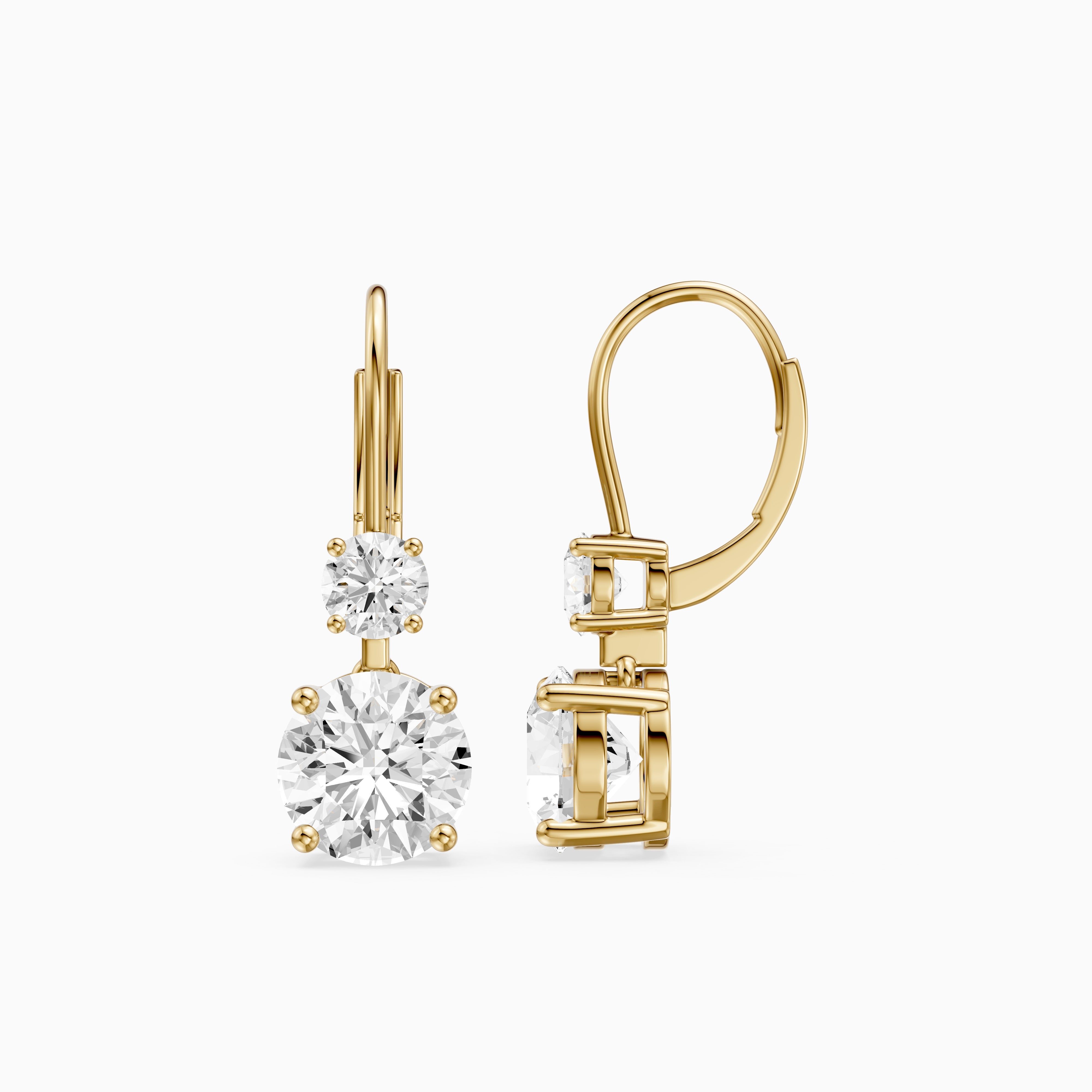 Paris Two Stone Round Lab Grown Diamond Drop Earrings