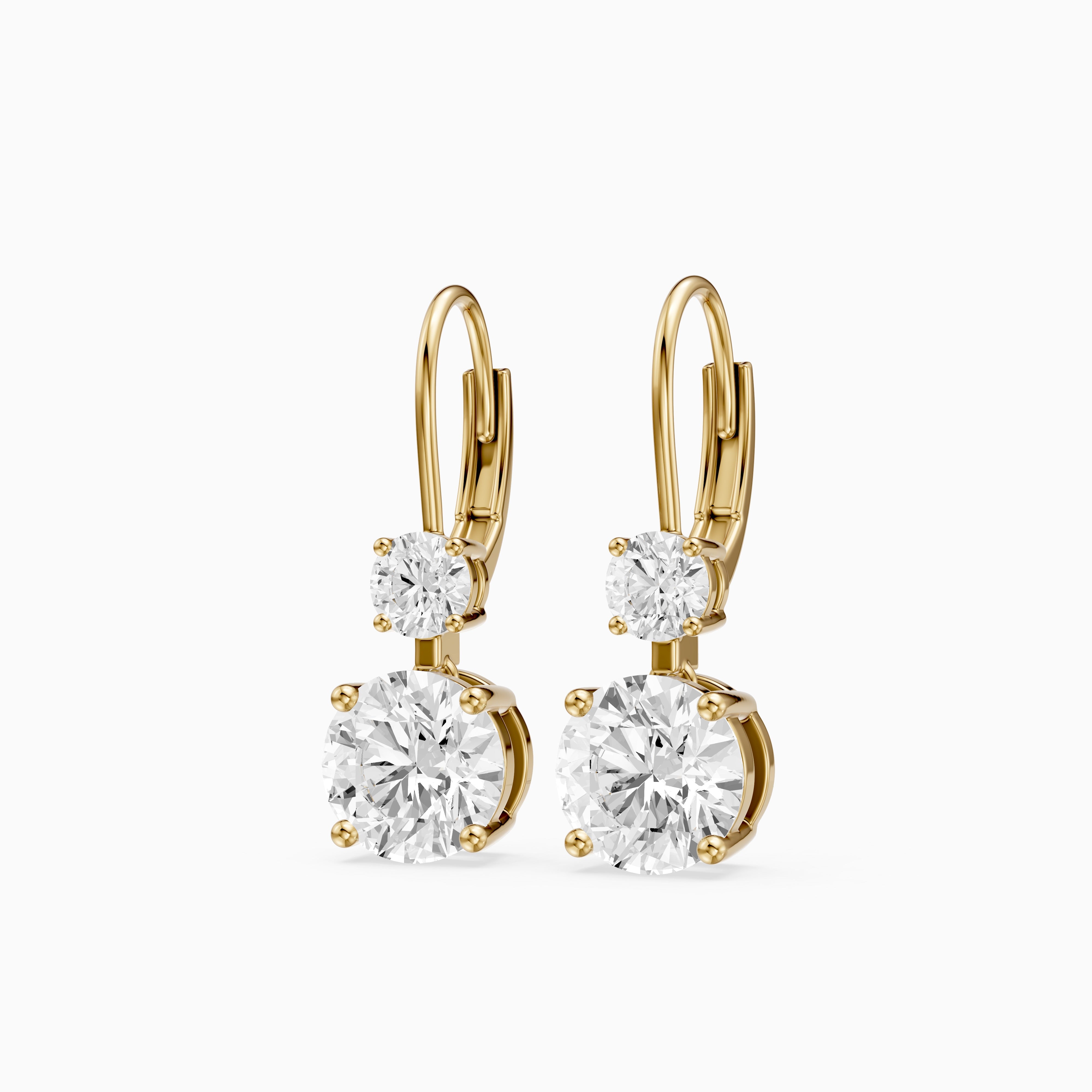Paris Two Stone Round Lab Grown Diamond Drop Earrings