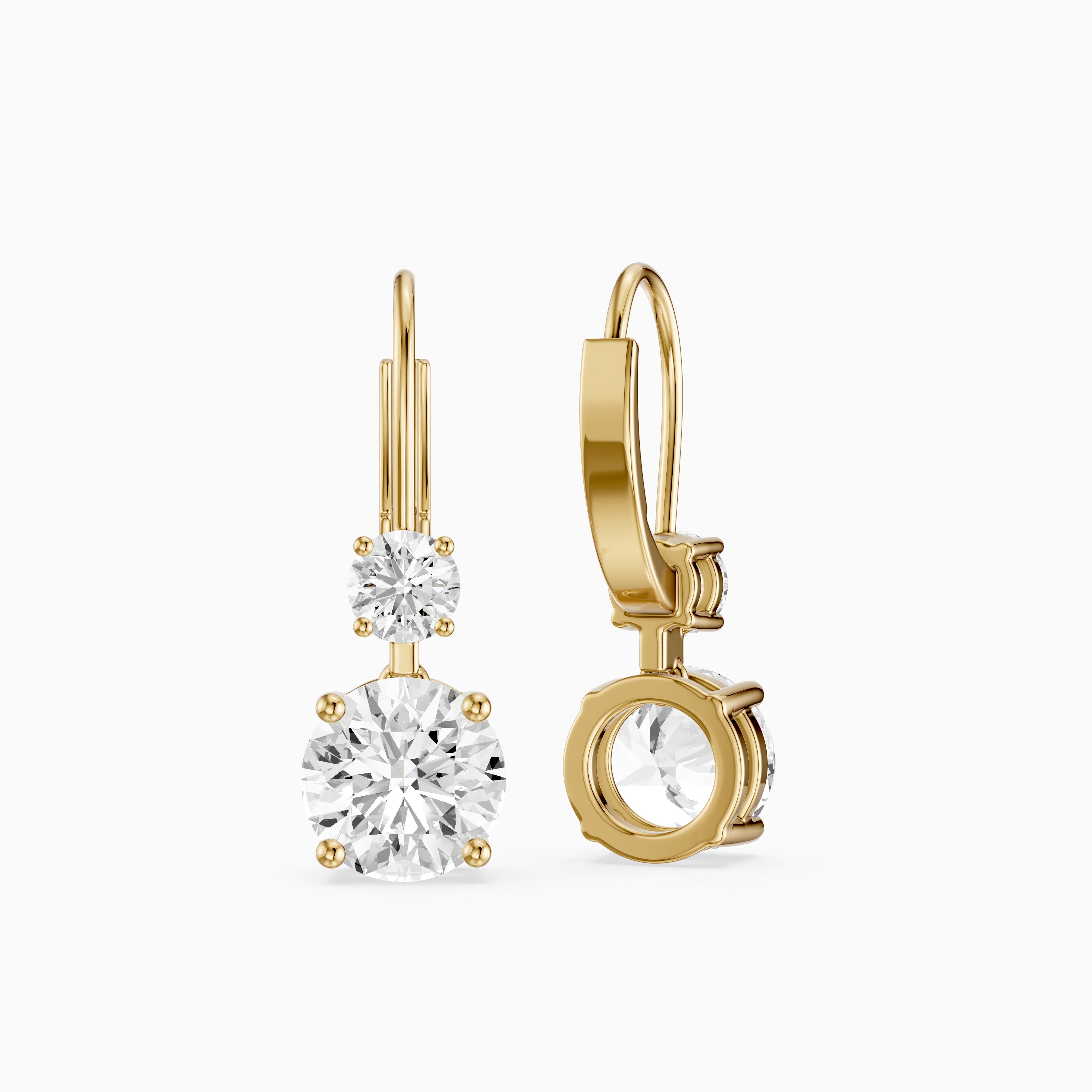 Paris Two Stone Round Lab Grown Diamond Drop Earrings
