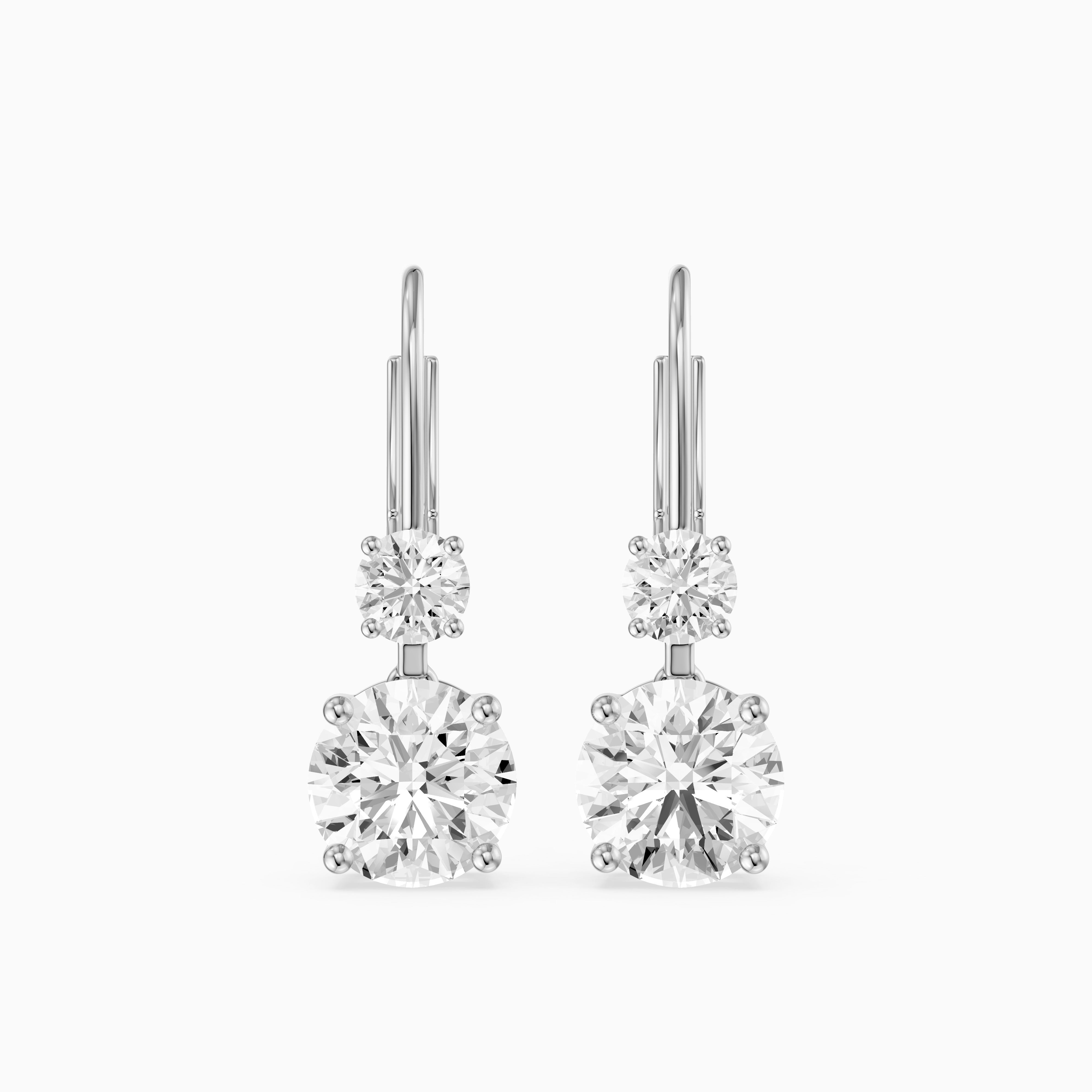 Paris Two Stone Round Lab Grown Diamond Drop Earrings