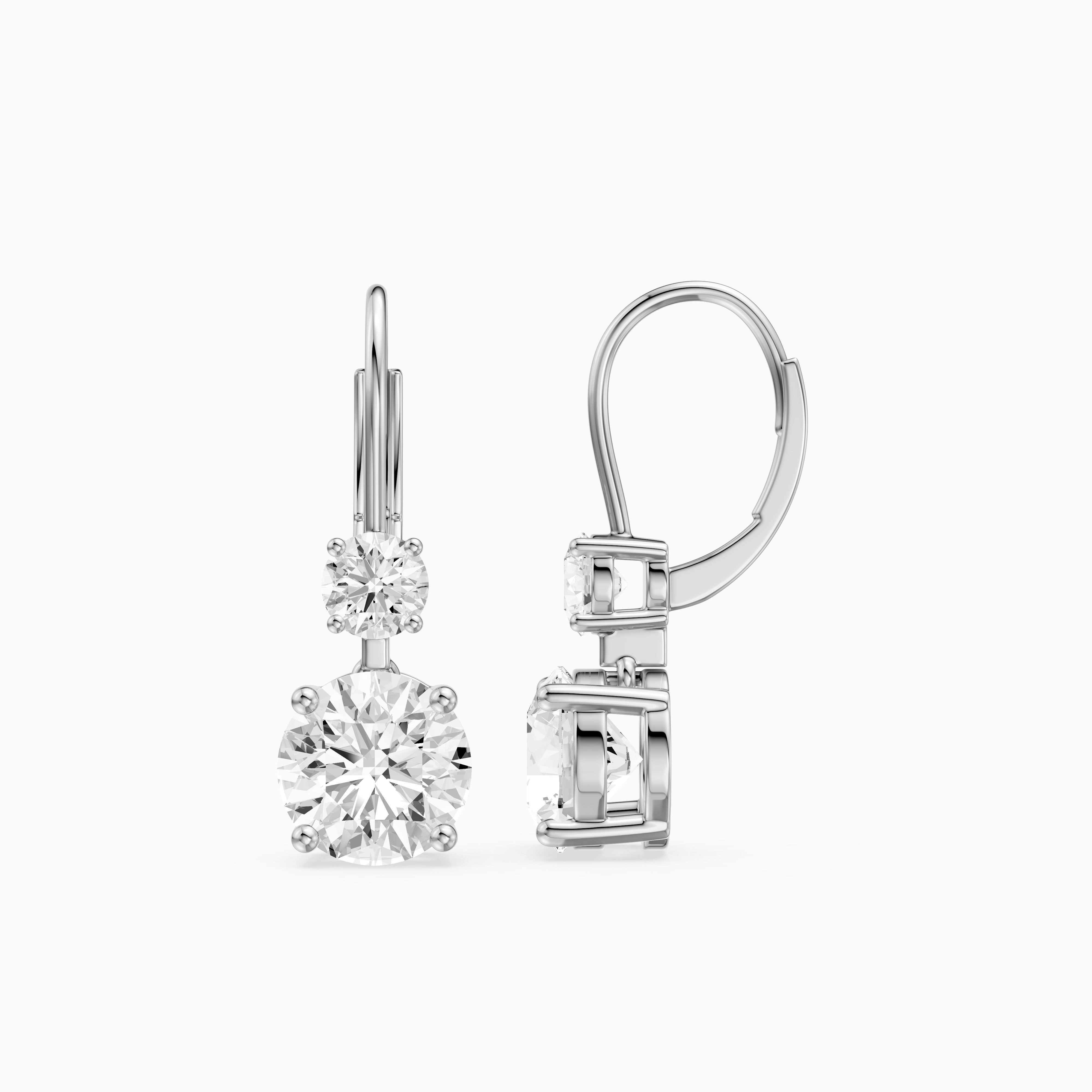 Paris Two Stone Round Lab Grown Diamond Drop Earrings