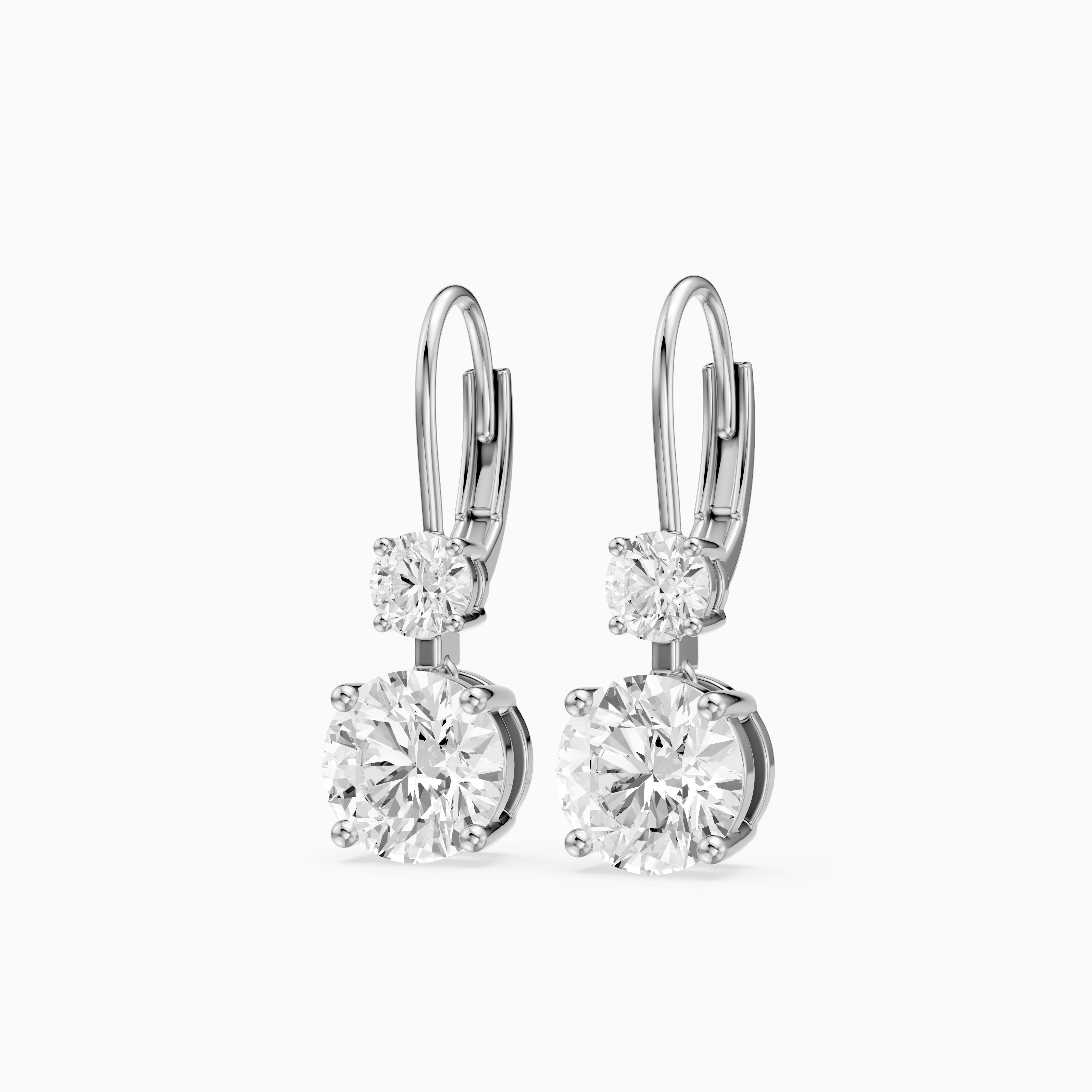 Paris Two Stone Round Lab Grown Diamond Drop Earrings