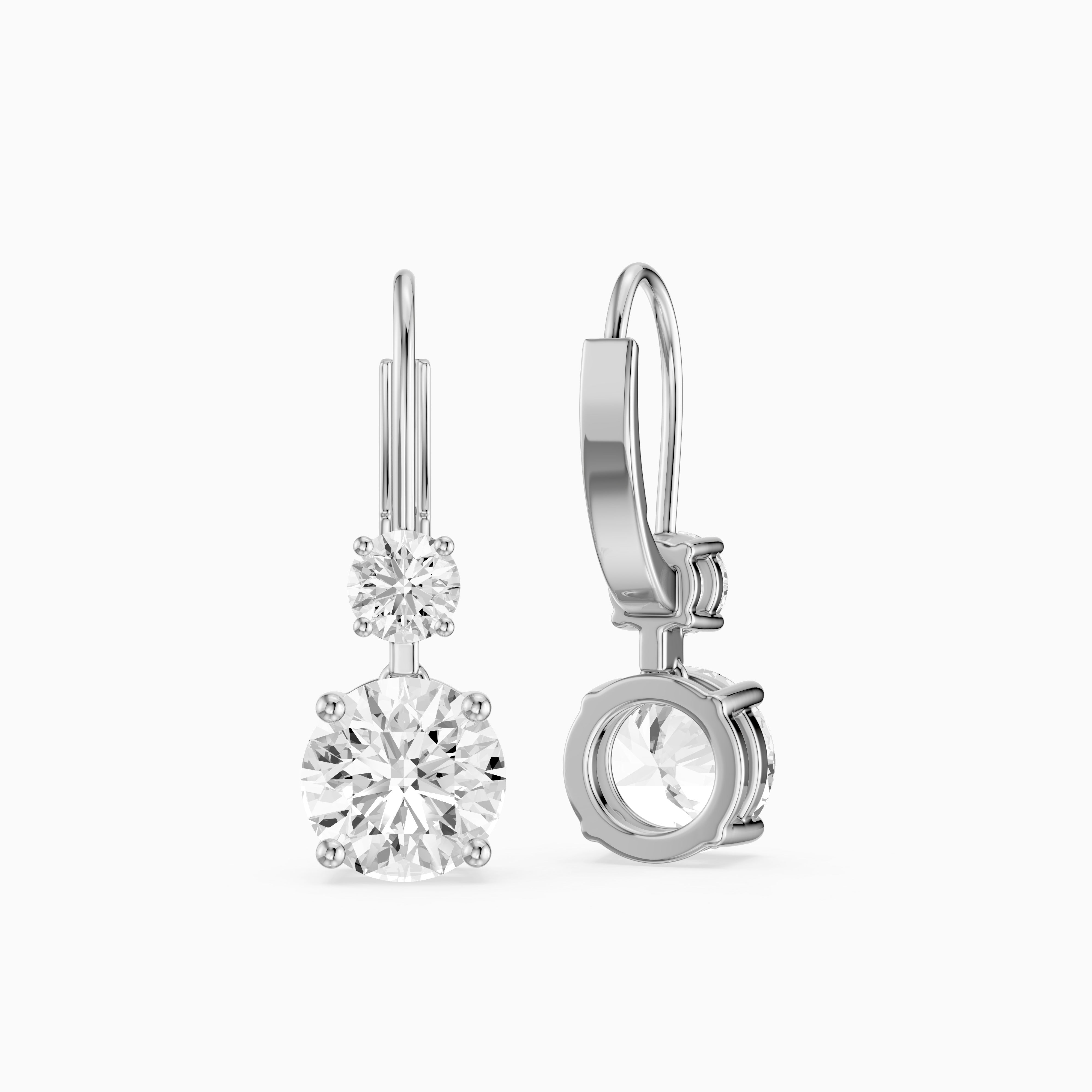 Paris Two Stone Round Lab Grown Diamond Drop Earrings